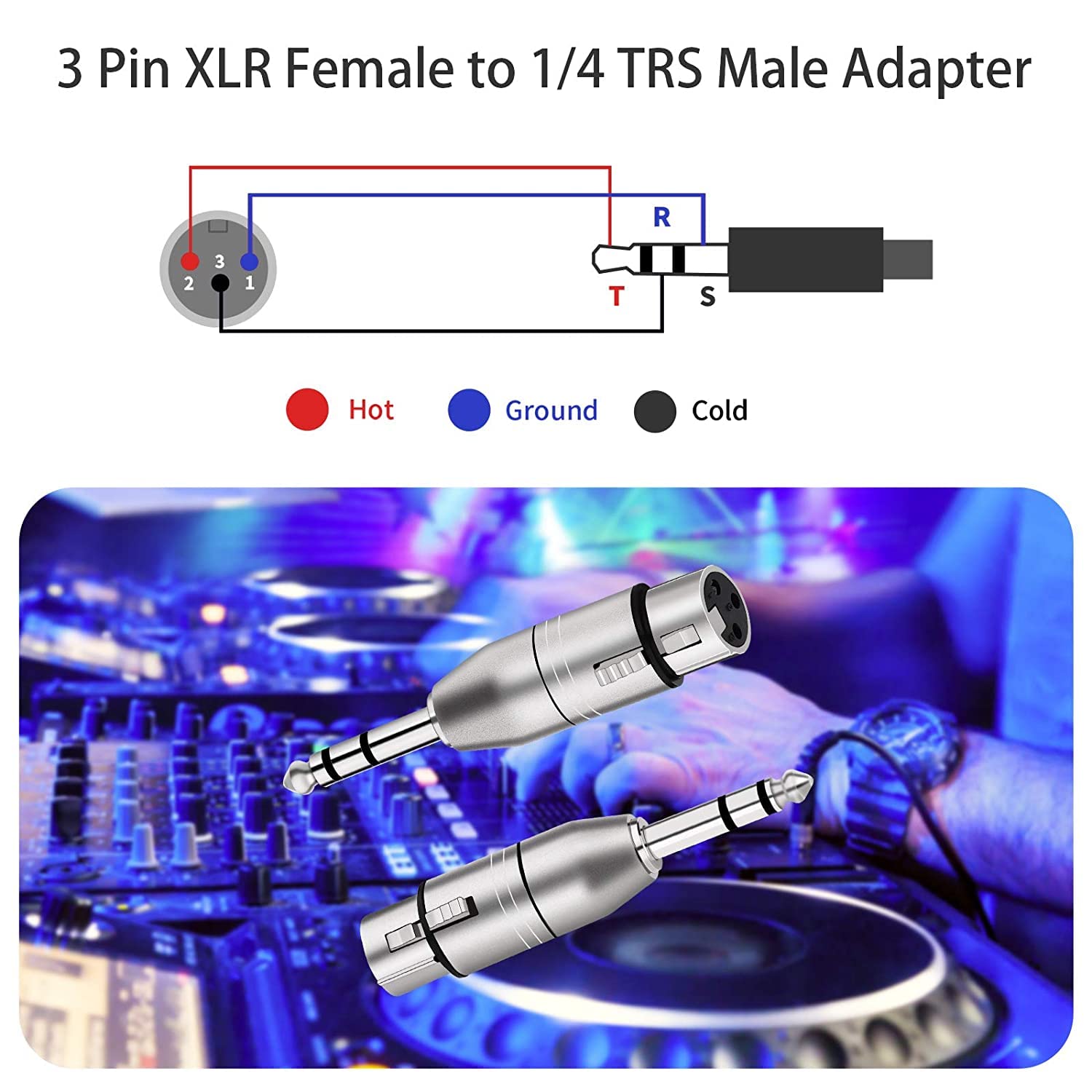 iSeventy9 XLR to Jack TRS Adapter, Balanced Female XLR to Quarter Inch 6.35mm Male Adapter - Image 3