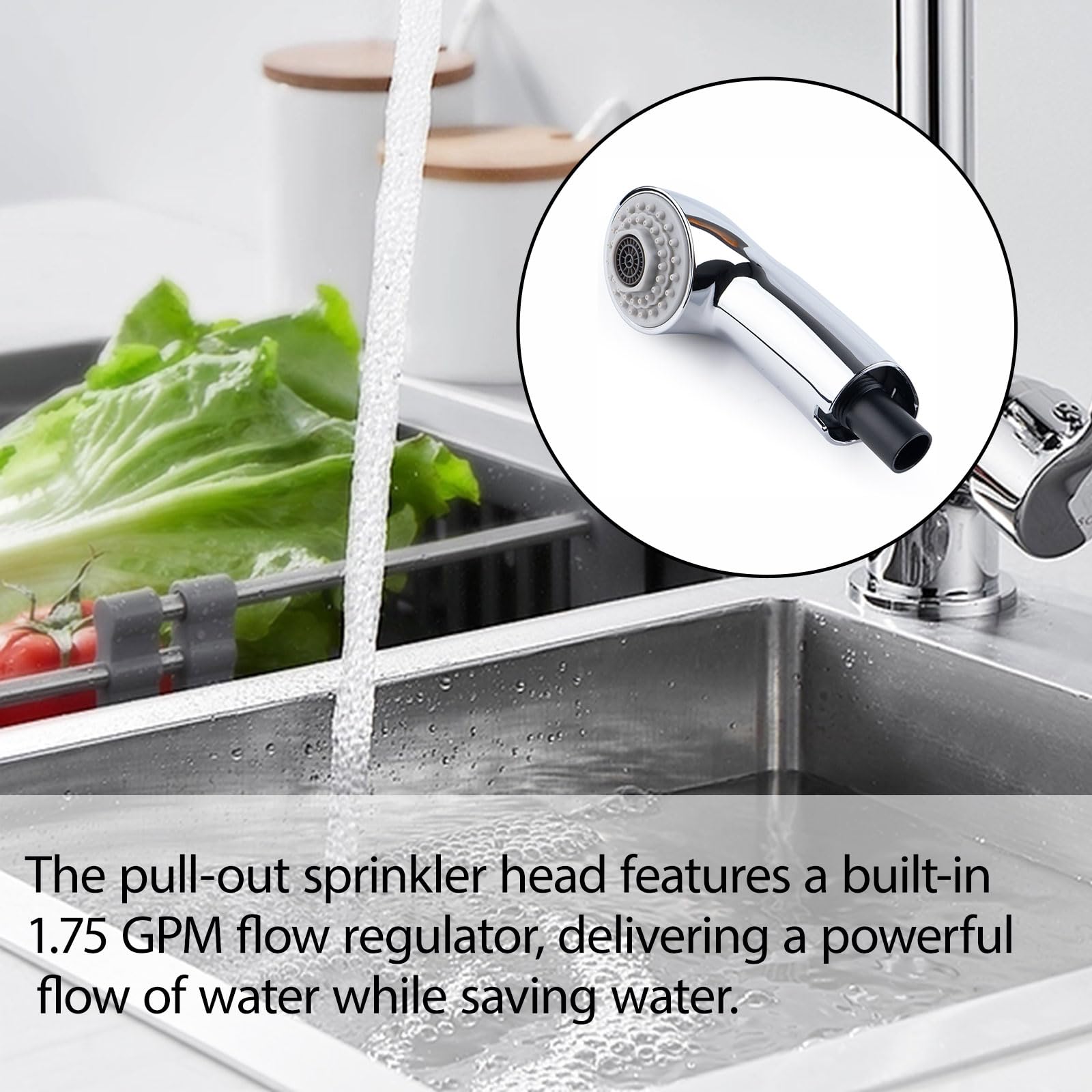 Varita de pulverización extraíble para grifos extraíbles Grohe, compatible con Grohe Part 46312IE0 / 46298IE0, cromado