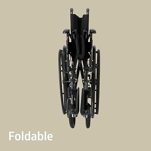 Miniatura 3 de Medline Silla de ruedas plegable K4 de 16 pulgadas con brazos abatibles hasta el escritorio y reposapiés abatibles, capacidad de 300 libras, silla