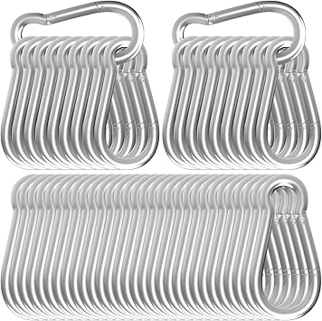 Heavy Duty Spring Snap Hook Carabiners, Galvanized Steel Quick Links, Spring Clips in Black & Silver, Multiple Sizes 1.6Inch/2Inch/2.4Inch/3Inch/4Inch, for Swing Hammock Camping Keychain Outdoor