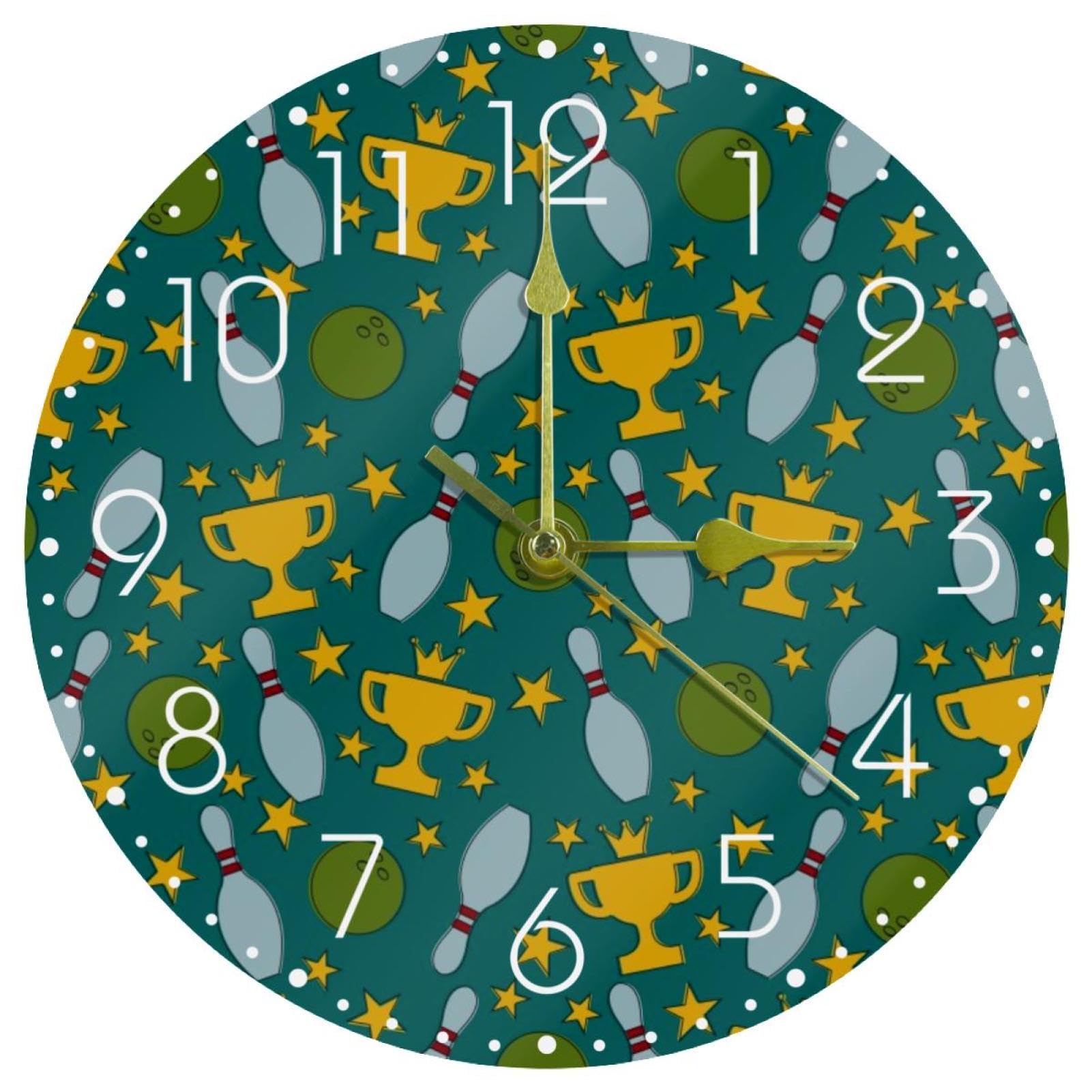 Horloge murale ronde silencieuse de 25,4 cm verte à piles pour salon et bureau