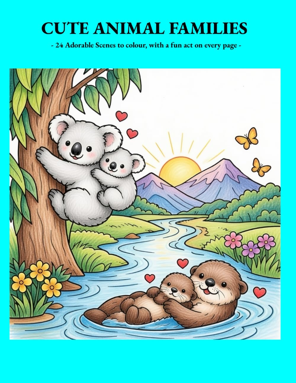 Cute Animal Families: 24 Adorable scenes to colour with a fun animal fact on every page! (Colouring Books)