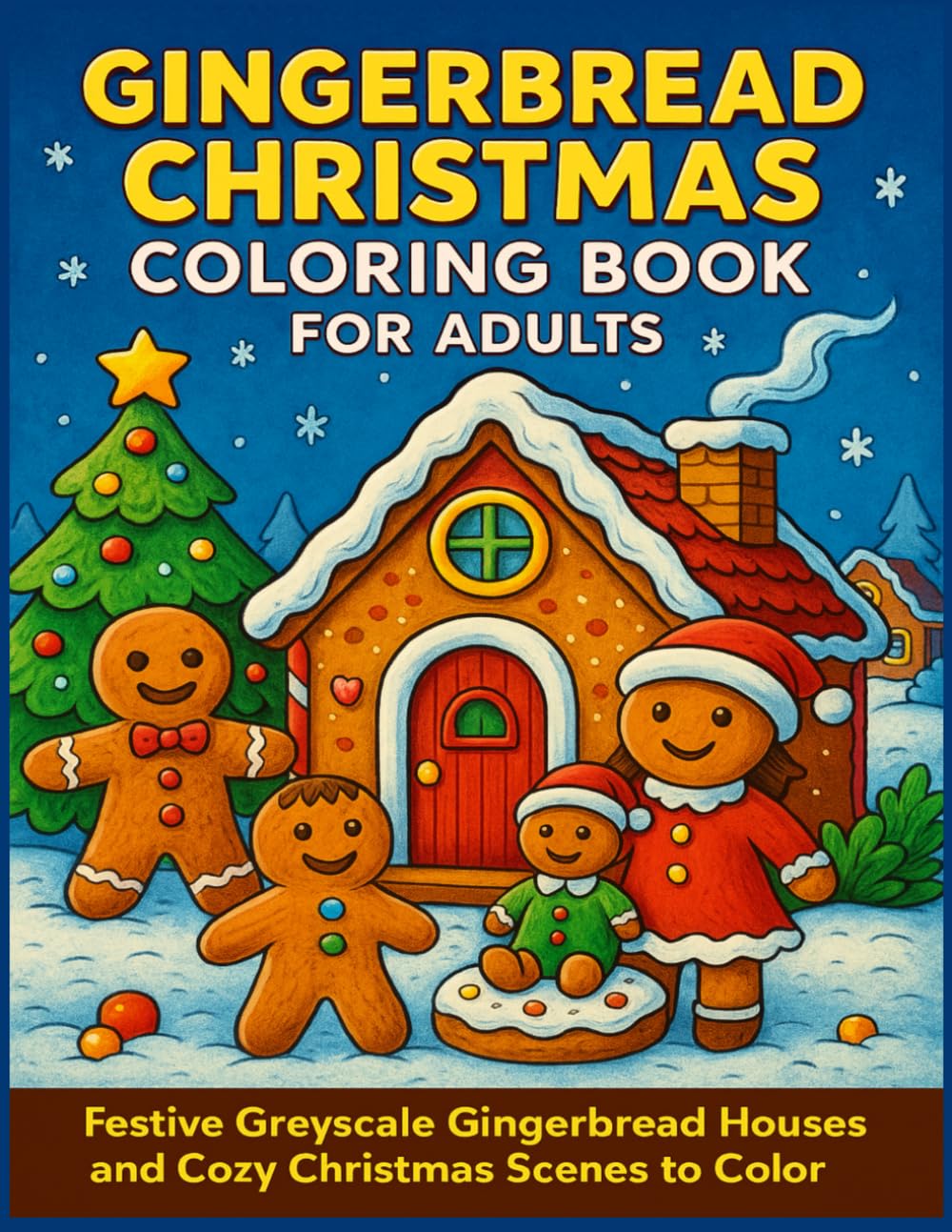 Gingerbread Christmas Coloring Book for Adults: Festive Greyscale Gingerbread Houses and Cozy Christmas Scenes to Color