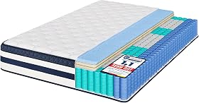 VASAGLE Matratze 140 × 200 × 25 cm, Gel-Memory-Schaumstoff, mittelfest H3, Taschenfederkern, MOSEY