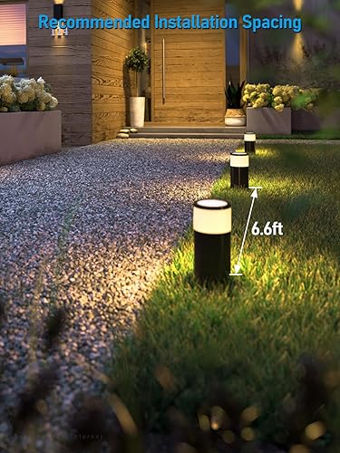 Miniatura 7 de LEONLITE Paquete de 8 luces de camino de bajo voltaje, luz LED de 4.5 W, bolardo de paisaje de 12 V, carcasa de aluminio, resistente al agua IP65,