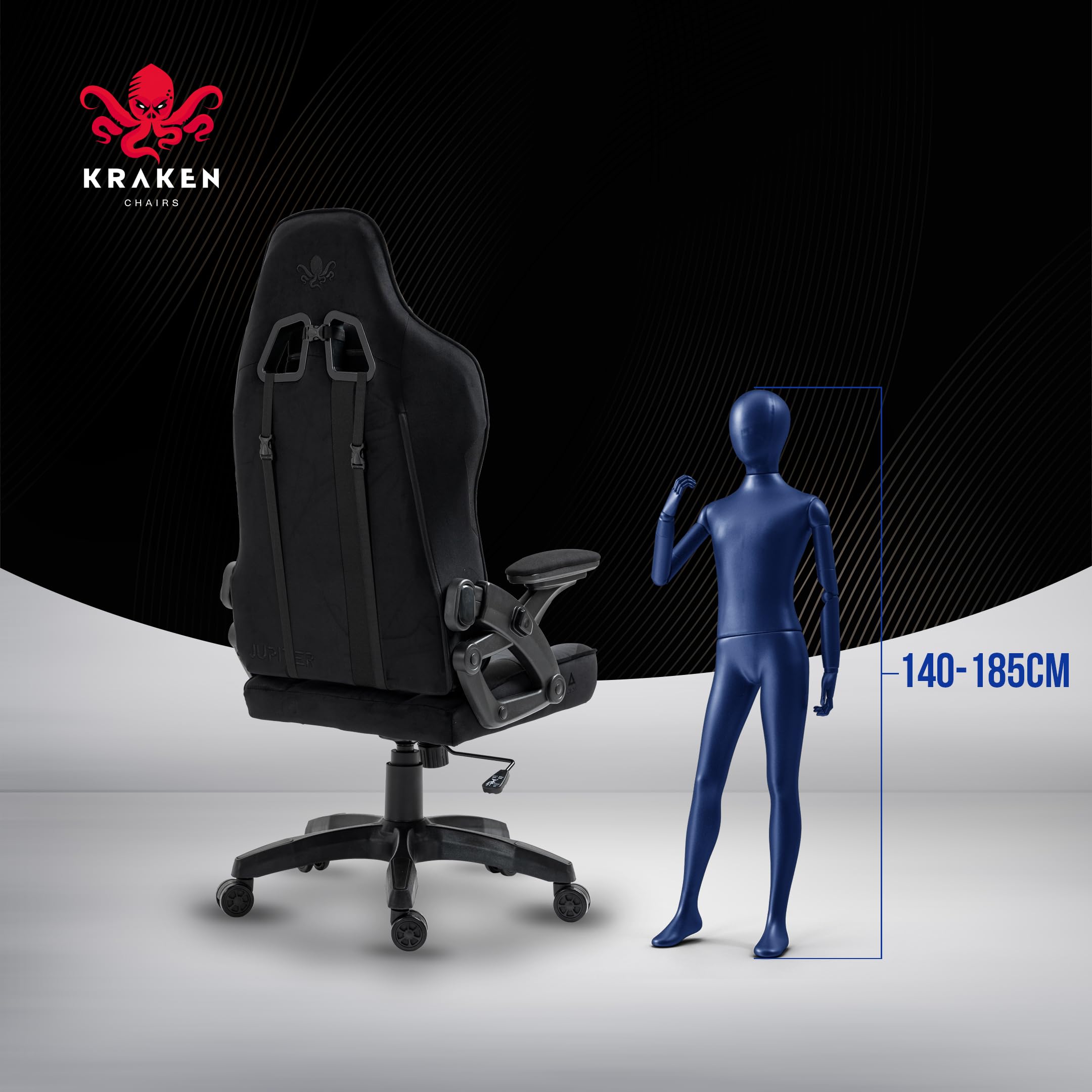 Gaming Stuhl Stoff Samt Ergonomisch - Schwarz Gamer Stuhl Mit Lendenkissen, Kopfkissen, 2D Armlehnen Und Wippfunktion, Bürostuhl Mit 120° Rückenlehne, 130 kg Belastbarkeit