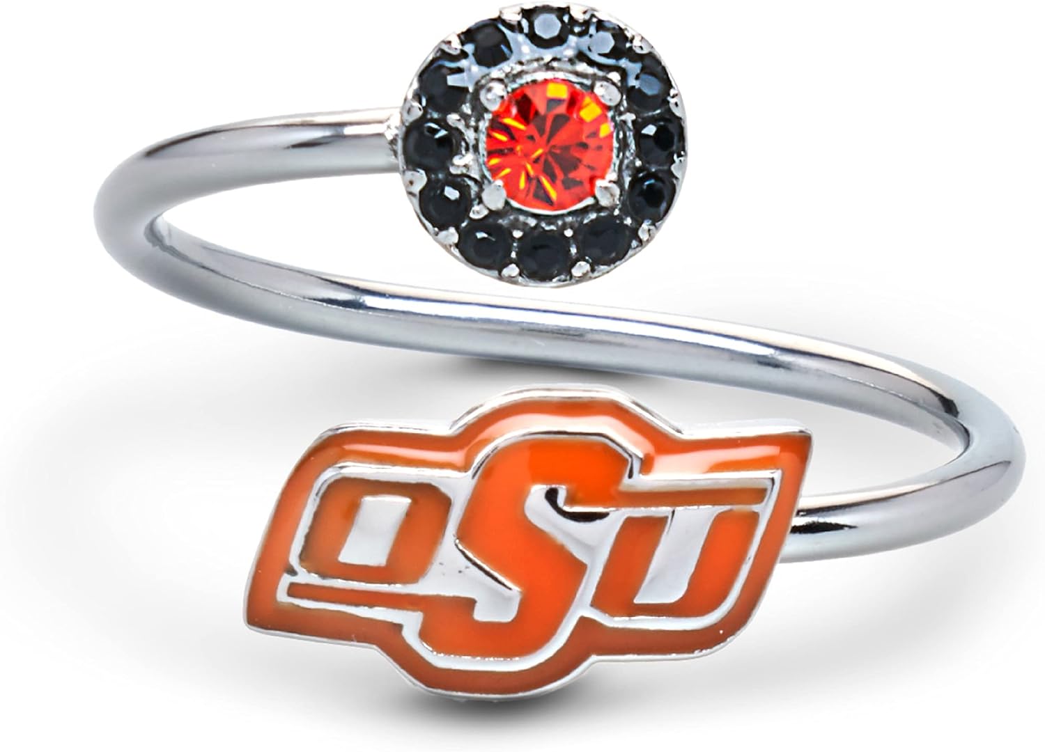 Stone Armory Oklahoma State University Jewelry for Women - Oklahoma State OSU Ring with Crystals - Hypoallergenic and Adjustable Sizes 5-12 - Oklahoma State University Apparel for Women