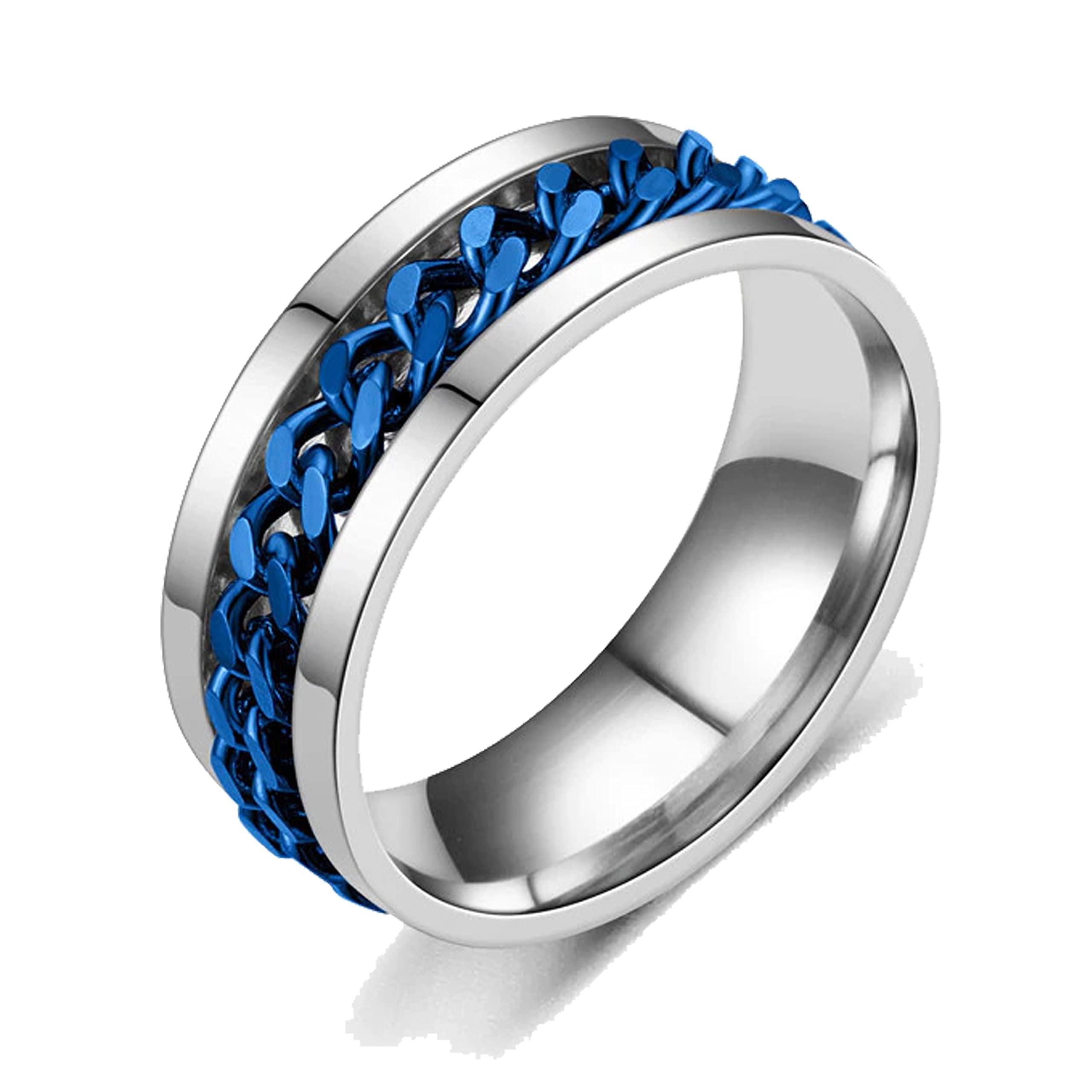 Fashion Frill Silver Chain Ring For Men Boys Valentine Gift Mens Ring Rotating Spin Chain Ring (B09TFBGSGB) Amazon Price History, Amazon Price Tracker