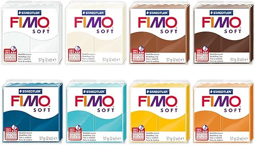 FIMO Soft & Effect - Arcilla polimérica para modelar horno, 2.01 oz, juego de 8 unidades, colección Chai Latte