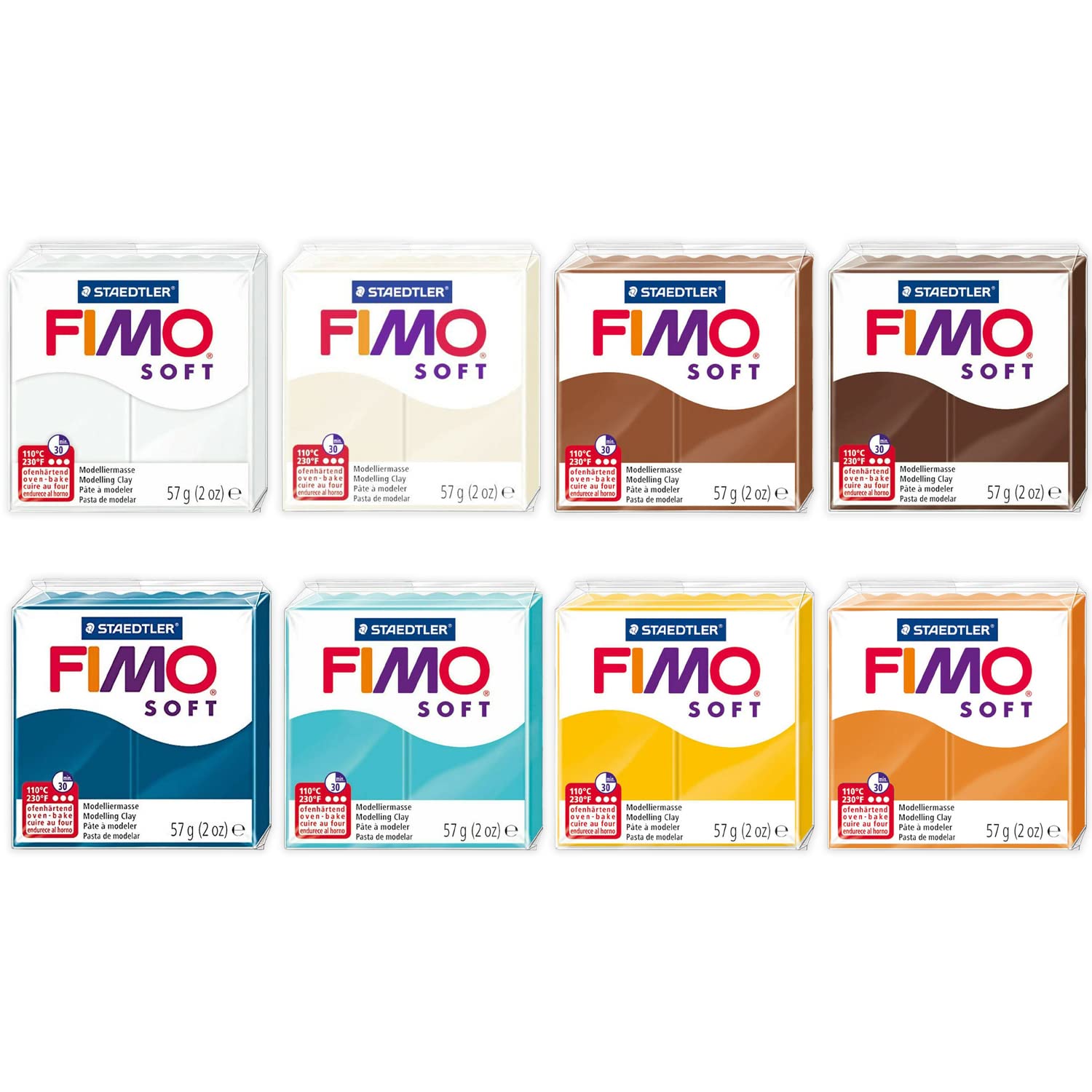 FIMO Arcilla polimérica para modelar horno Soft & Effect, 57 g, juego de 8, colección Chai Latte