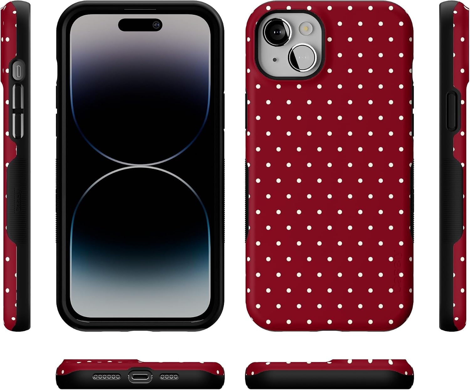 Casely iPhone 13 Mini Case | On the Dot | Maroon Polka Dot | Bold Protective Design | MagSafe Compatible Design