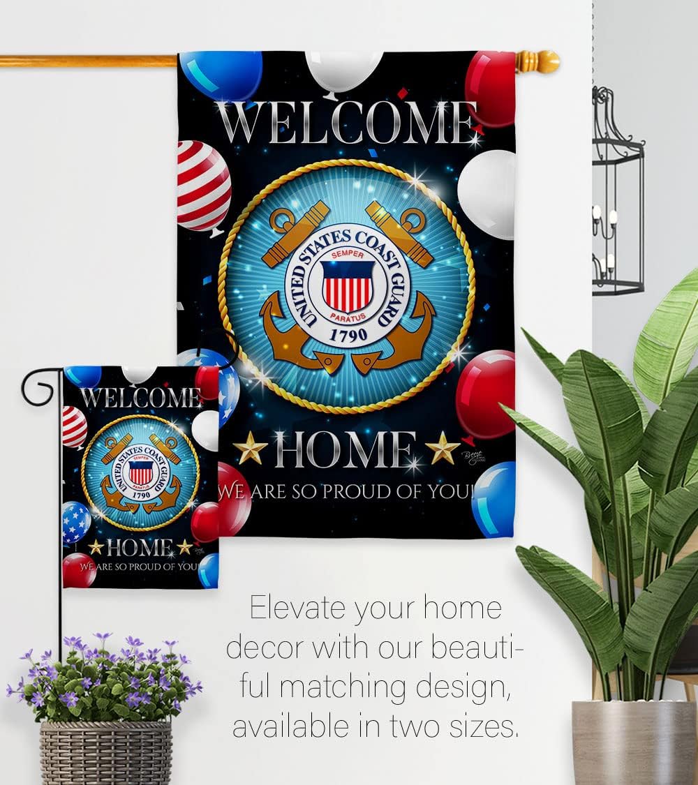 Welcome Home Coast Guard Garden Flag - Armed Forces USCG Semper Paratus United State American Military Veteran Retire Official - House Banner Small Yard Gift Double-Sided Made In USA 13 X 18.5