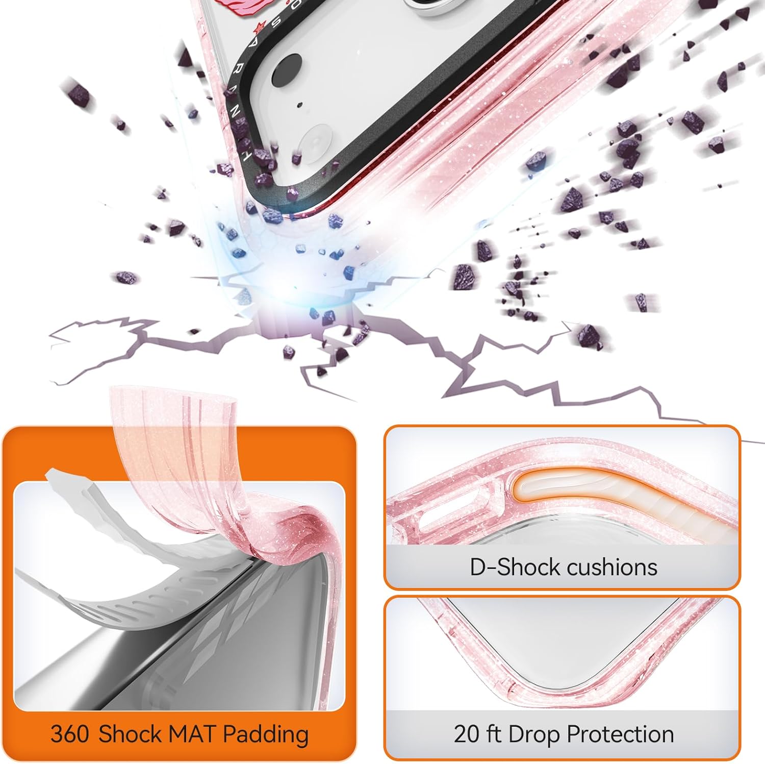 Rosarnnah for iPhone 17 Pro Max Case Cute - Compatible with Magsafe - Military-Grade 20 ft Drop Protection Shockproof Phone Case - Funny Tiger Design (6.9") Glitter Pink