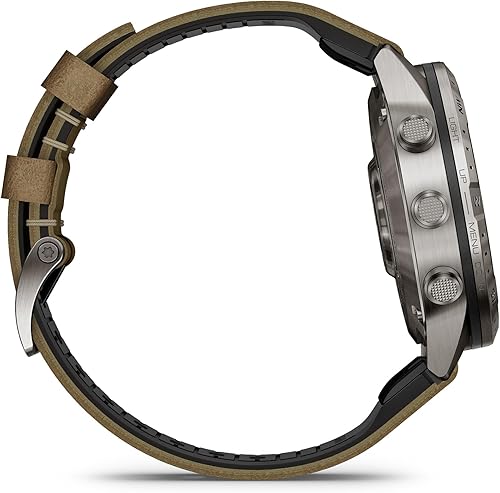 Miniatura 3 de Garmin MARQ Adventurer (Gen 2) Reloj inteligente, funda de titanio, lente de zafiro, pantalla AMOLED, navegación al aire libre, correa de cuero/FKM