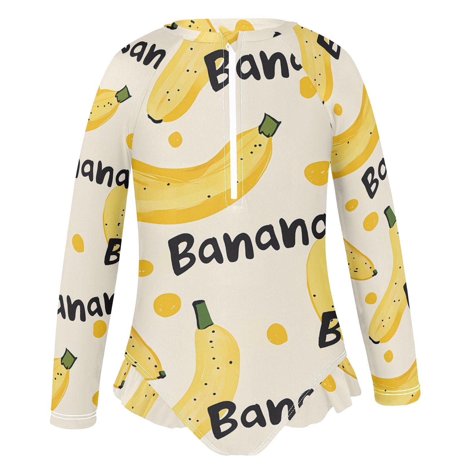 ALAZA Toddler Swimsuit Girl Bathing Suit Swimwear Rash Guard Cute Banana Long Sleeve 3T