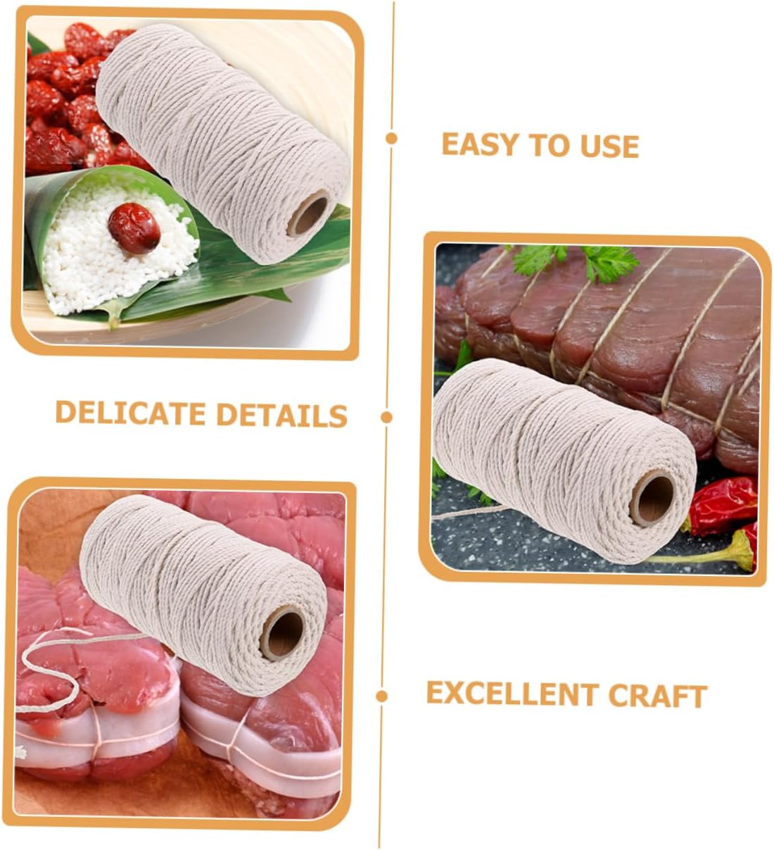 Cooking Twine for Meat 2 Rolls Cotton String Kitchen Twine for Roasting for Meat Wrapping Sausage Tie up