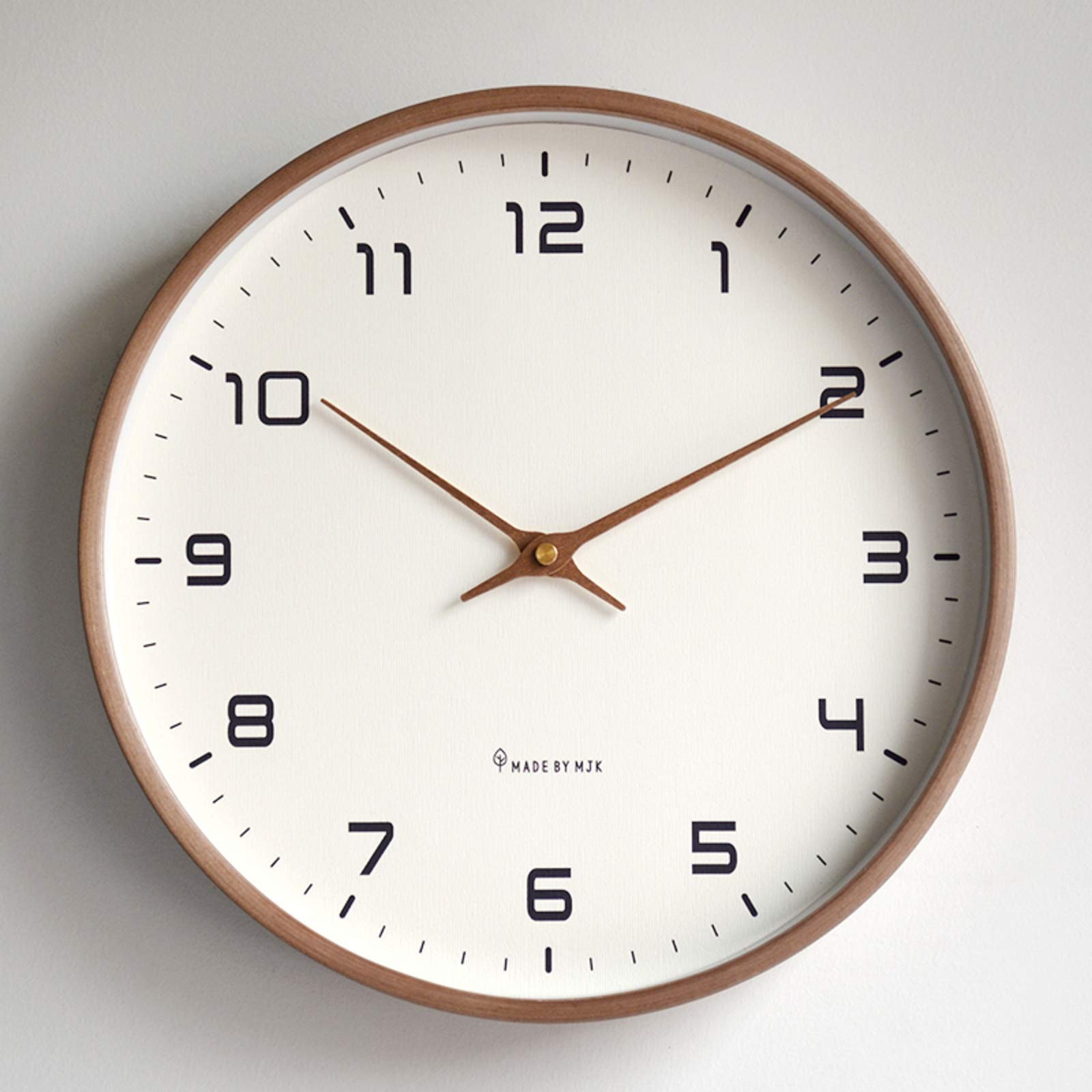 Modern Solid Wood Frame Battery Operated Silent Not-ticking Quartz Wall Clock For Kitchen Bedroom Home Office Living Room Wall Decor-Dark Wood 10inch