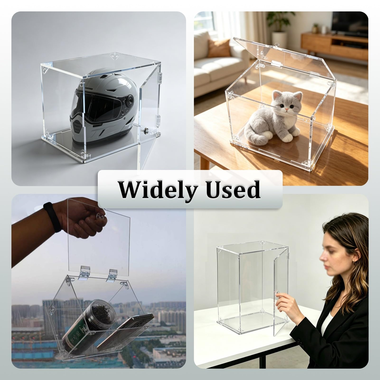 UrbanUp Urna Metacrilato Organizador de Libros Resistente con Tapas, Caja de Acrílico Transparente para Protección contra Polvo y Sol, Soporte de Exhibición Personalizable(20x20xH20cm/8x8x8)