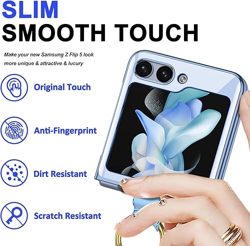 Miniatura 6 de Miimall Funda para Samsung Galaxy Z Flip 5 2023, con soporte de anillo de fácil sujeción, plegable ultrafina, sin amarilleo, cubierta trasera
