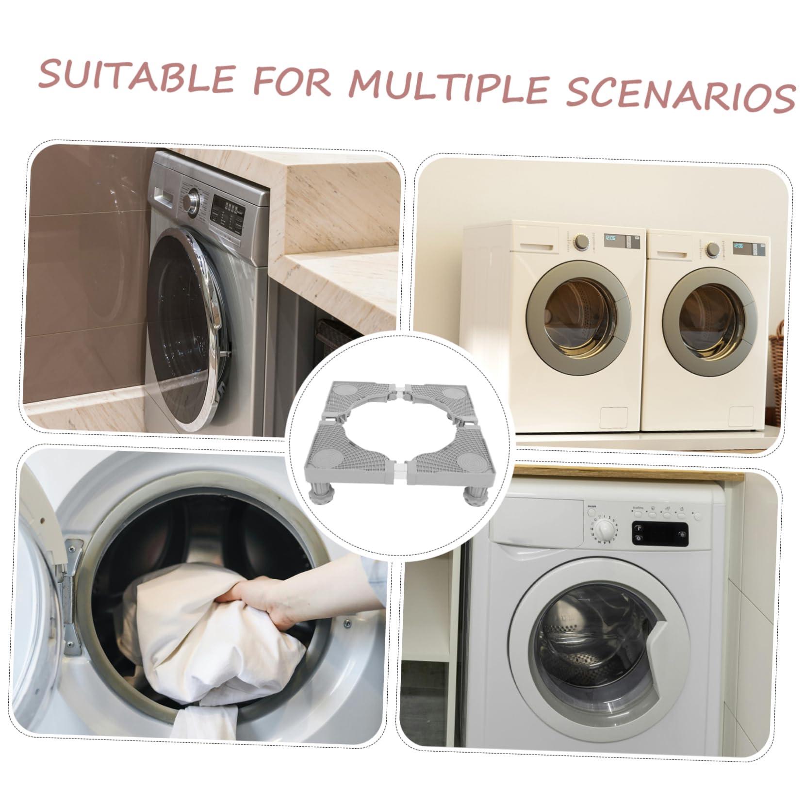 Cabilock Soporte Ajustable Para Lavadora Base De Electrodomésticos Pedestal Antivibración Frenado Estable