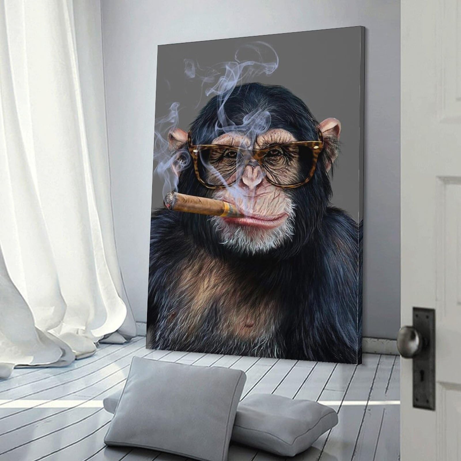 Amazon.co.jp: ゴリラ たばこを吸う 面白い動物の写真 ポスター ホーム