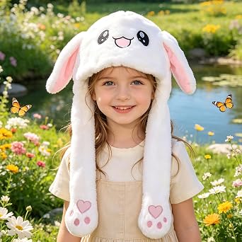 Animal Hat with Plush Moving Ears, Cute Crazy Hats for Kids Holiday Gift