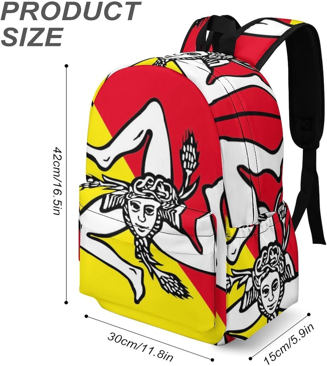 Coat of Arms of Sicilian Casual Backpack Daypack 16.5 Inch Fashion Double Shoulder Bag for Women