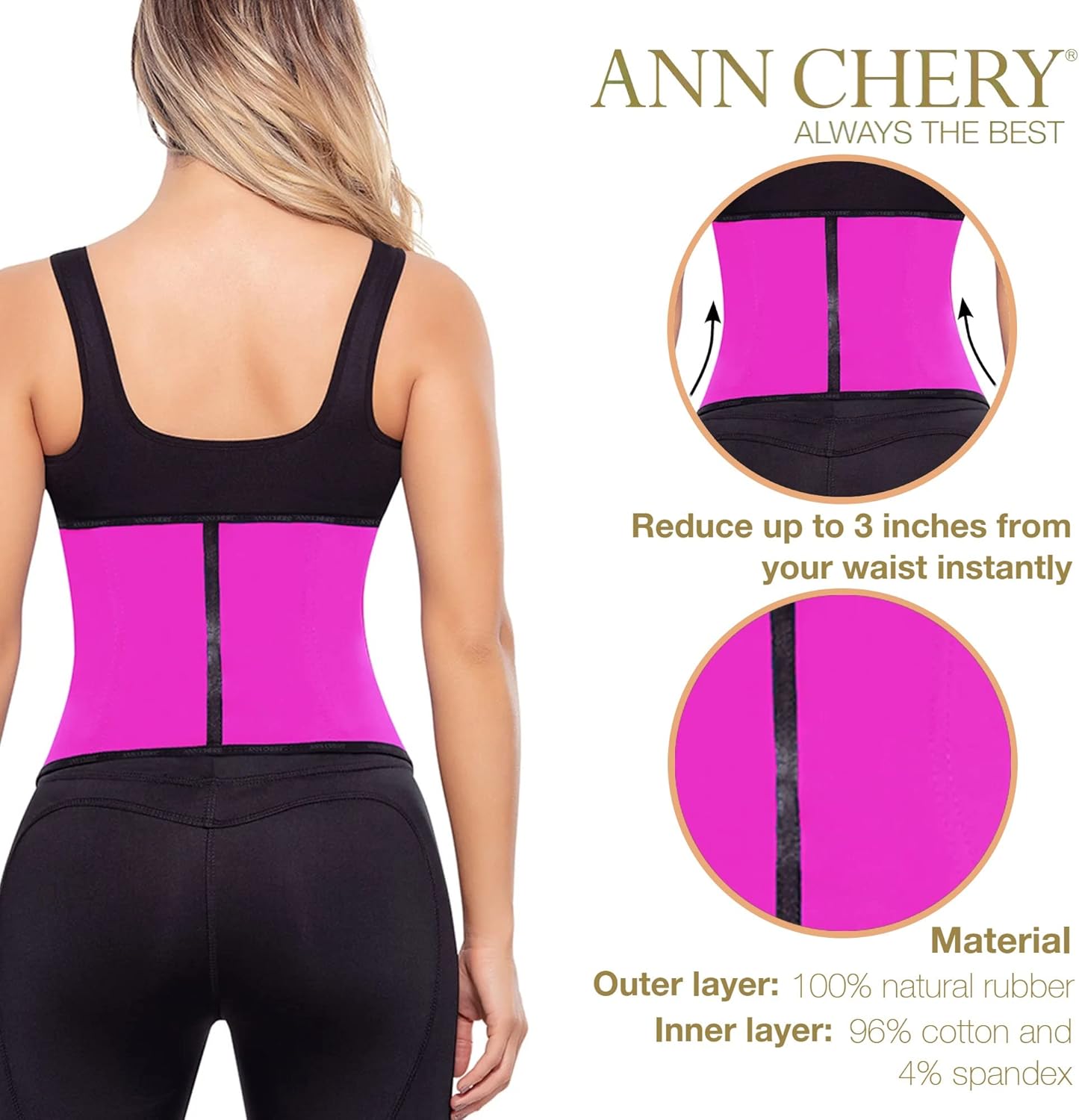 Ann Chery Corset Waist Trainer for Women’s Weight Loss - Colombian Waist Cincher - Latex Body Shaper - Included Lotion