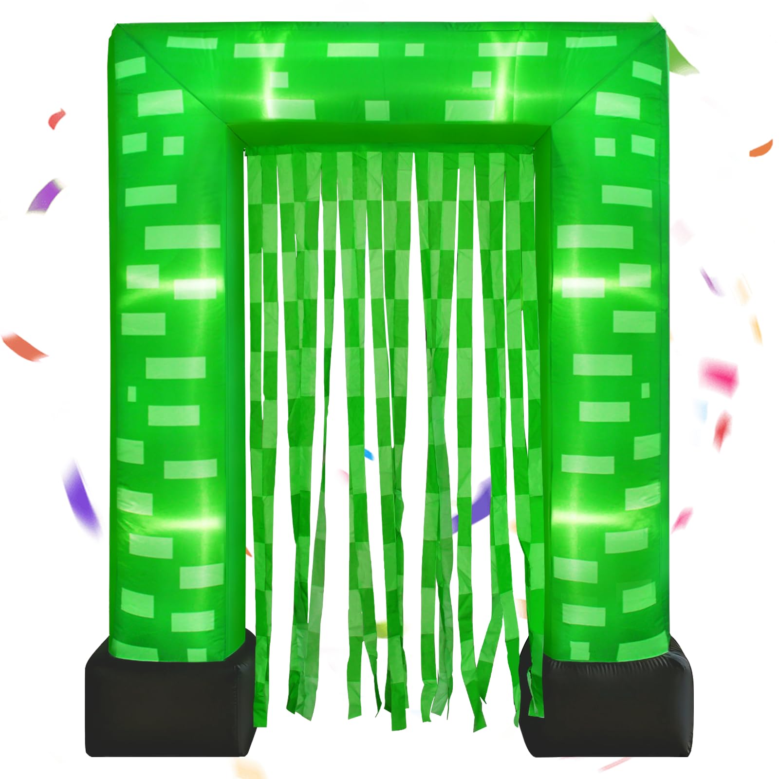 Kit d'arche gonflable vert pixel, 1,8 x 2,1 m, décoration de fête d'anniversaire, arrière-plan de fête sur le thème du jeu vidéo, accessoire de photomaton