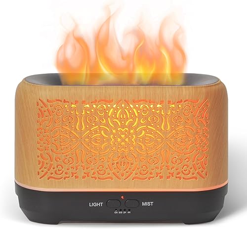 Earnest Living Difusor de aceite esencial clásico difusor de llama de 6.8 fl oz temporizadores luces nocturnas y función de apagado automático