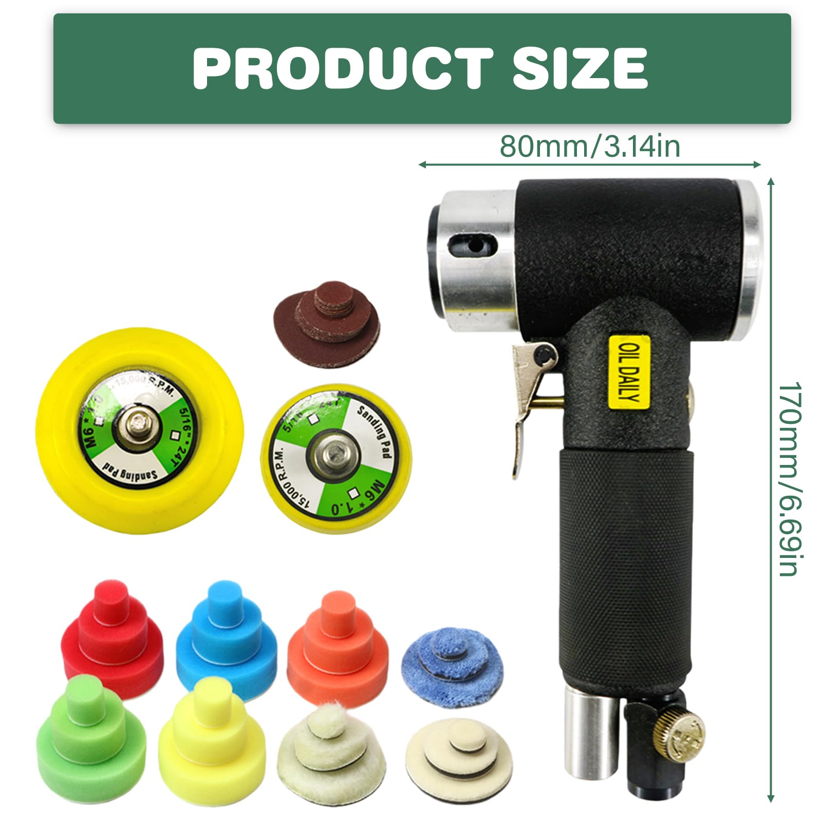 Mini polisseuse excentrique, 25 mm, 50 mm, 75 mm, à air comprimé, kit de polissage pour voiture, meuleuse excentrique, meuleuse d'angle, kit de polissage pour voiture, meubles, métal