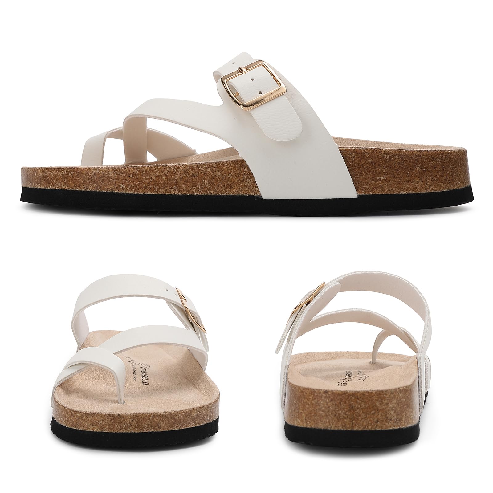 Mules Mujer Sandalias de Corcho Verano Cuero Zapatillas de Playa Sandalias Punta Abierta Hebilla Ajustable EU36-41