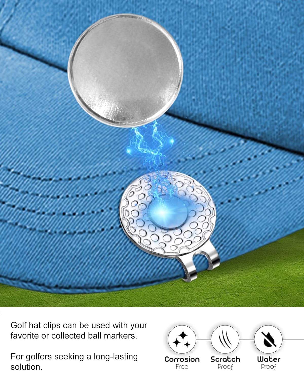 Clip Magnético para Sombrero de Golf, Marcador de Pelota de Golf, 2 Piezas