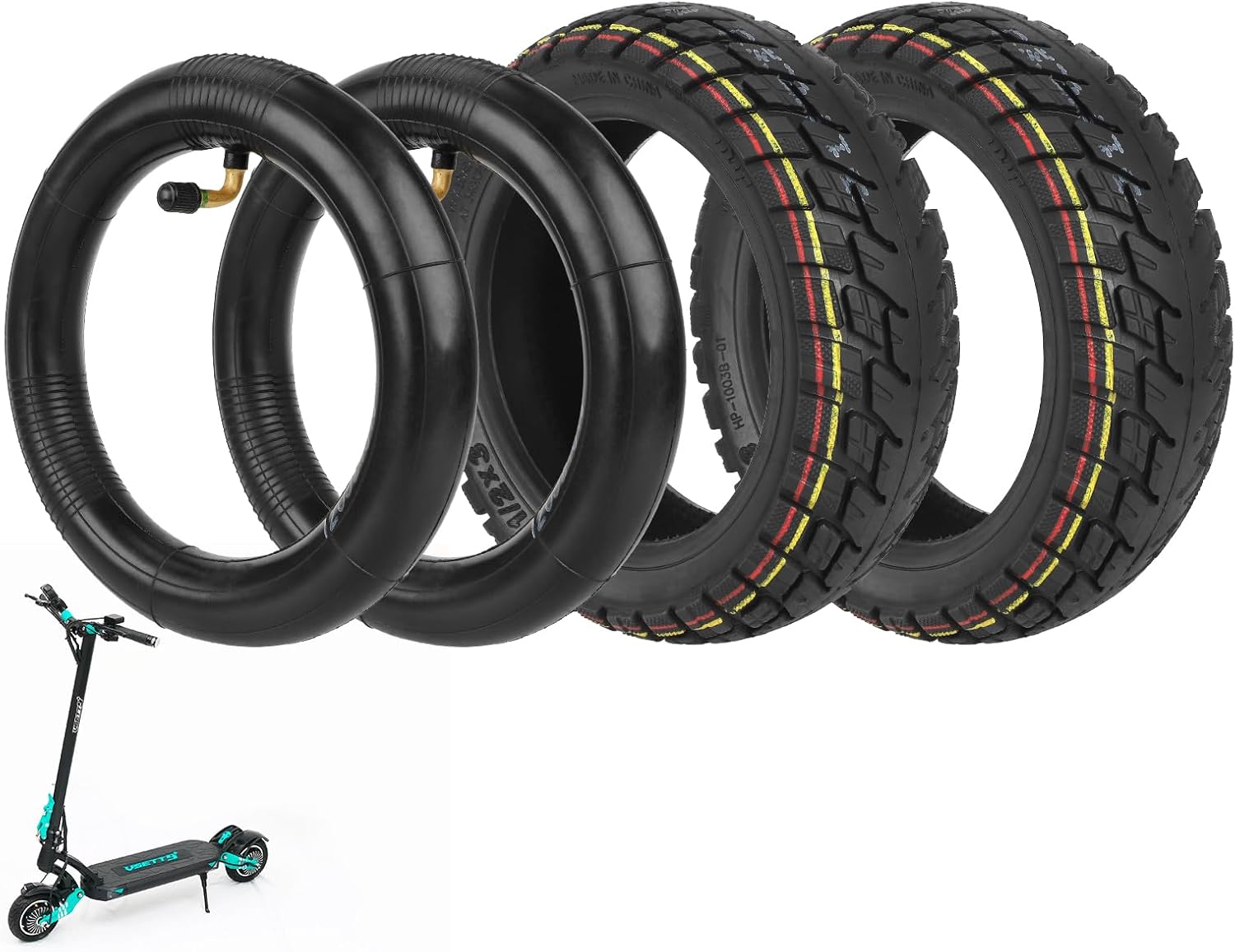 ulip 8.5x3 Scooter Tire with 81/2*2(50-134mm) Inner Tube with 90 degree for VSETT 8 9 Macury Zero 8 9 Electric Scooter Accessories Off-road Rear Front Wheel Replacement Tire(2 Tires and 2 Inner Tubes)