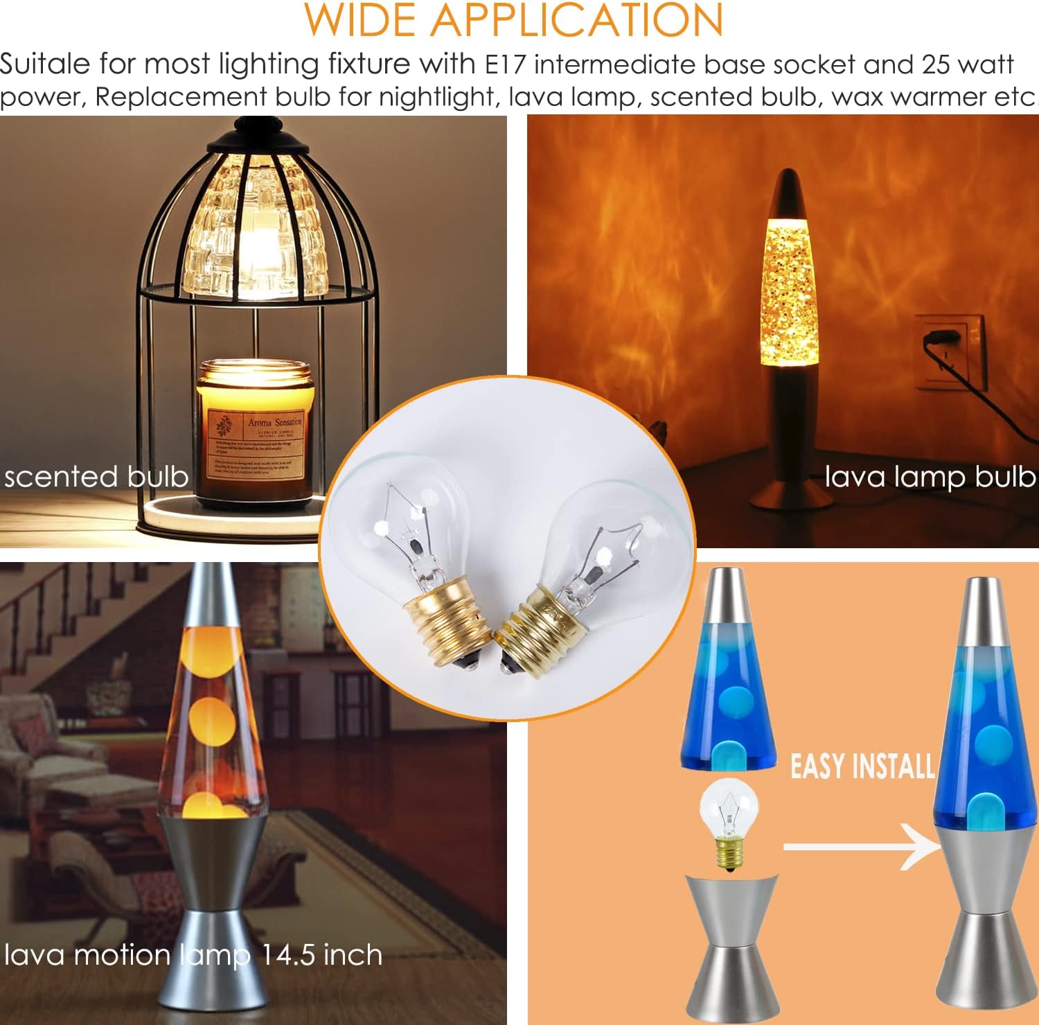 Buy Lava Lamp Bulb 25 Watt, E17 Intermediate Base 6 Packs The Lava