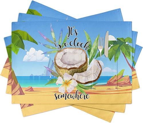 Miniatura 7 de Autumn Fall Leaves Table Placemats for Dining Table Set of 6,Cotton Linen Cloth Kitchen Place Mats with Pocket,Washable SquareRectangleRoundOblong