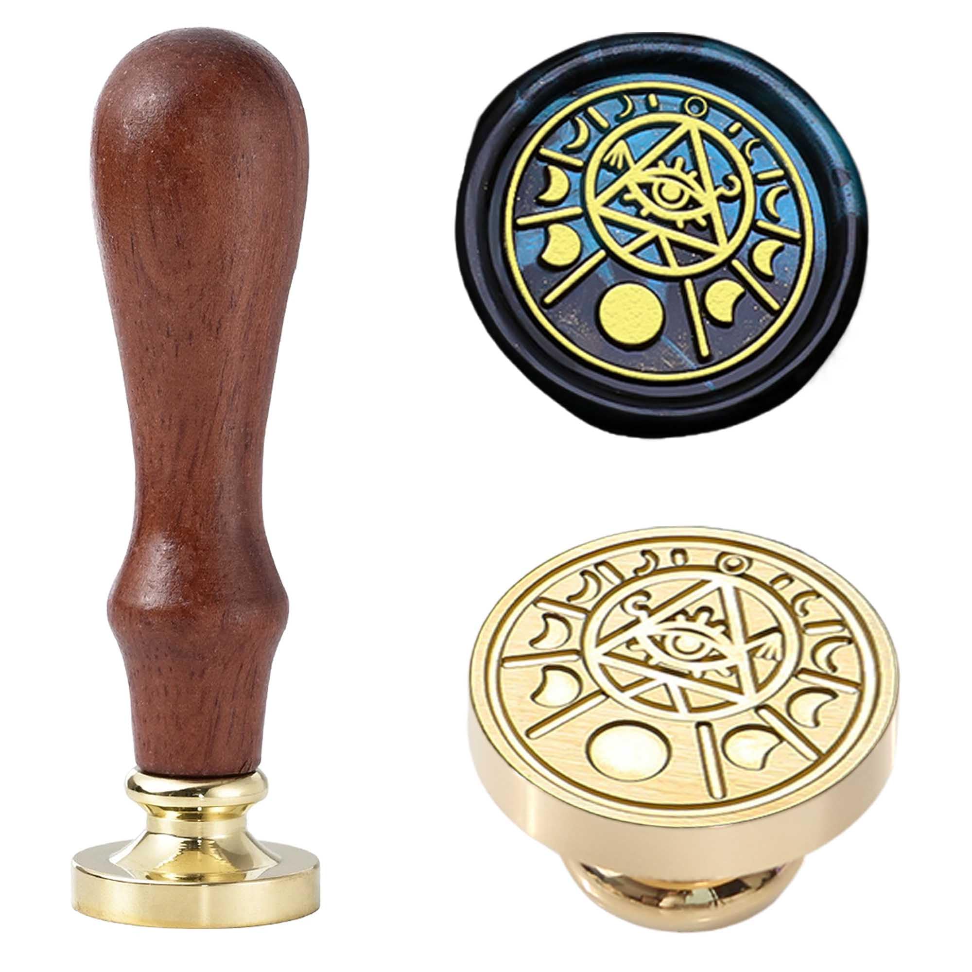 All-Seeing Eye Wax Seal Stamp - 0.98 inch (25 mm) Removable Brass Sealed Wax Stamp for Envelope Letterheads,Gift Decorations and Craft DIY