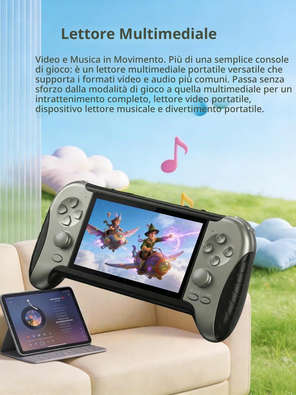 Console di gioco retrò YHFITN con schermo HD da 4,3 pollici, giochi integrati, uscita TV, lettore video/musicale, con batteria ricaricabile, regalo di compleanno ideale per adolescenti e adulti