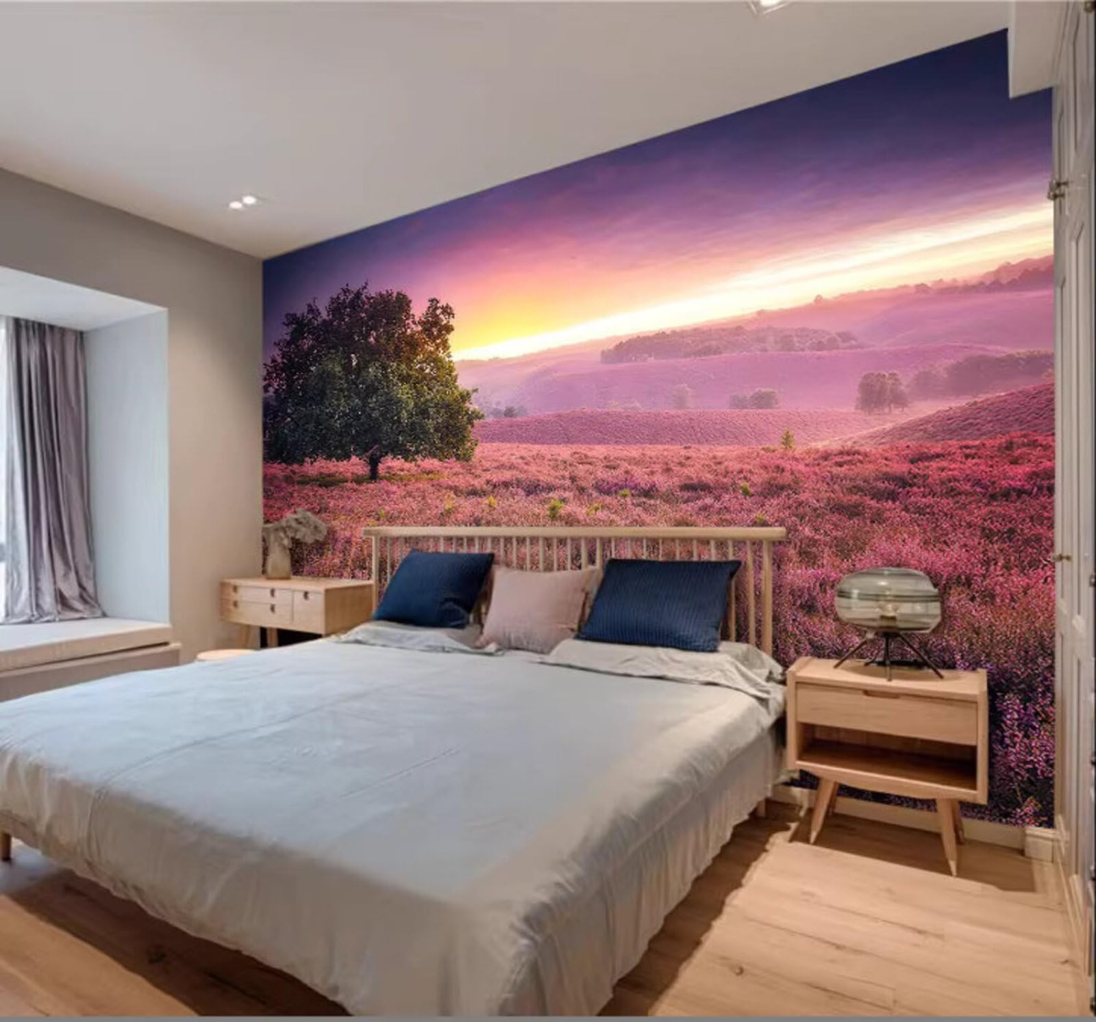 Beautiful Large Tree Grassland Sky Landscape 3D Wallpaper Easy Install Feature Office Living Room Sofa Bedroom TV Background Wall Decoration-200cm×140cm