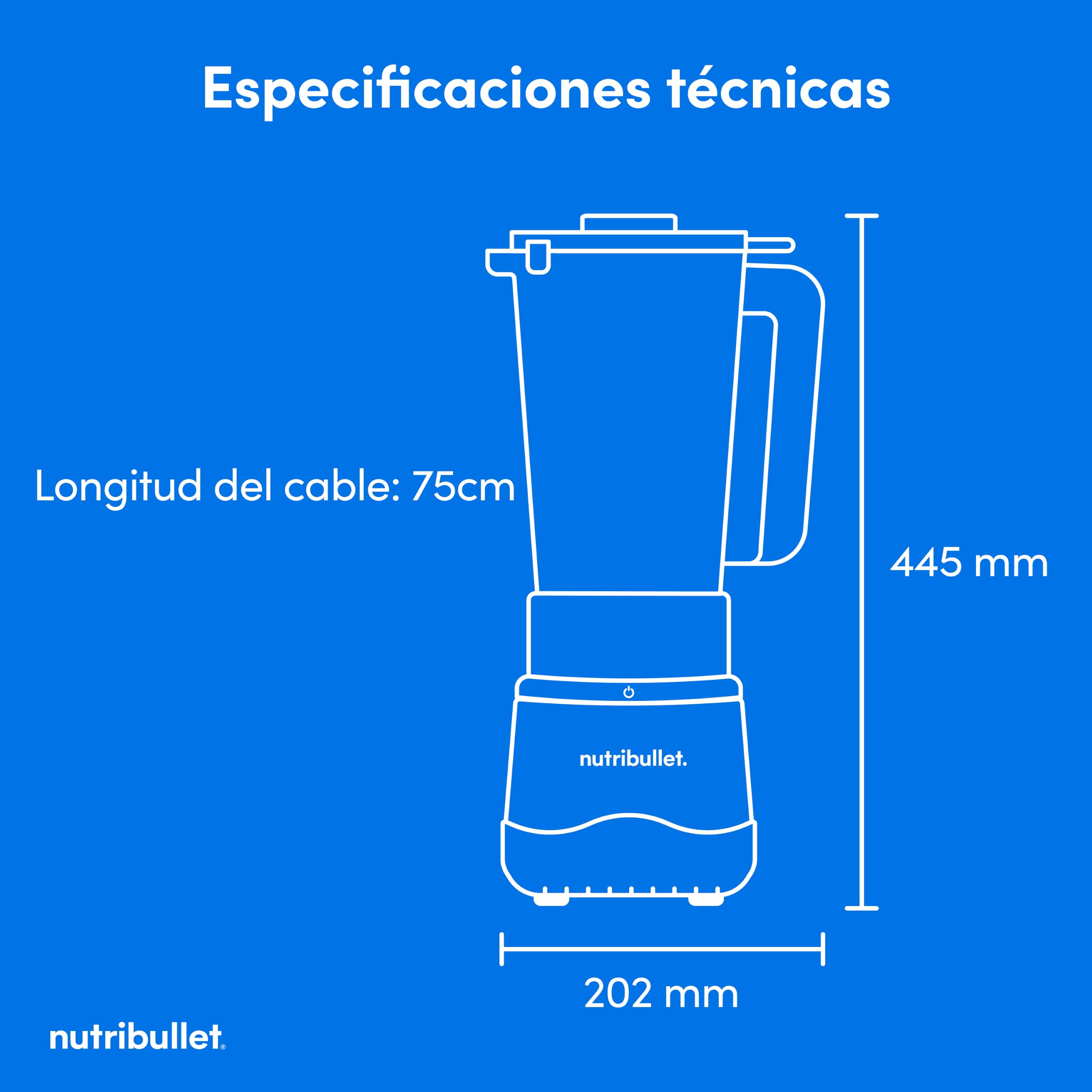 nutribullet Power Core™ Blender – Batidora de Vaso con Jarra XL de 2,1 L, Smoothies y Hielo Picado, 3 Velocidades + Pulse, Programa Smoothie Automático, 1200 W, Negro (NBF430MB)