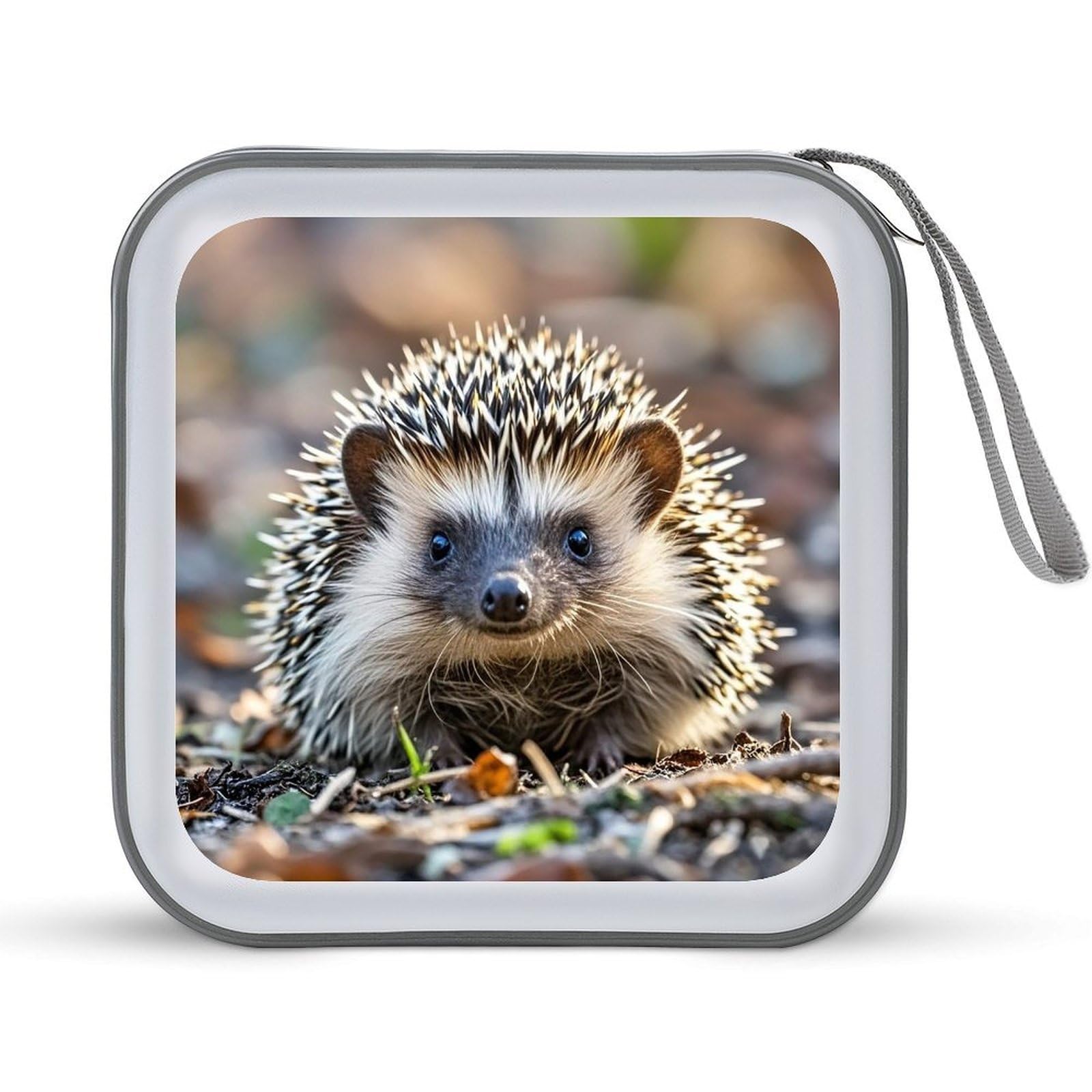 LZQPOEAS Hedgehog CD Case DVD Case Holder Wallet 40 Capacity Hard Plastic CD/DVD Portable Storage Binder Zipper DVD Disc Cases CD Storage Organizer Holder for Car Home Office