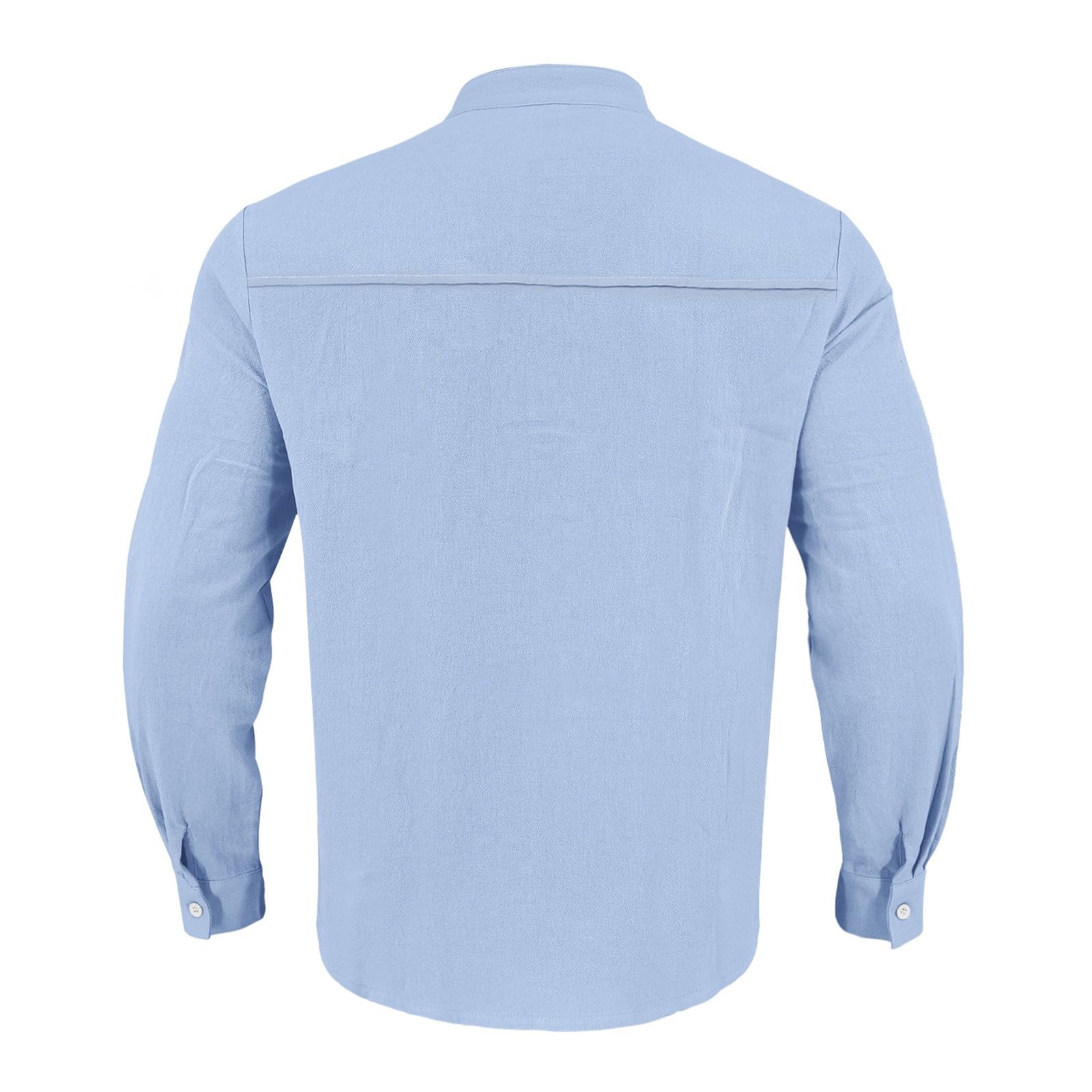 Camicia Uomo in Lino A Bottoni Maniche Lunghe Traspirante, Tessuto Stropicciato, Indumento Casual Leggero per Look Moda Quotidiani