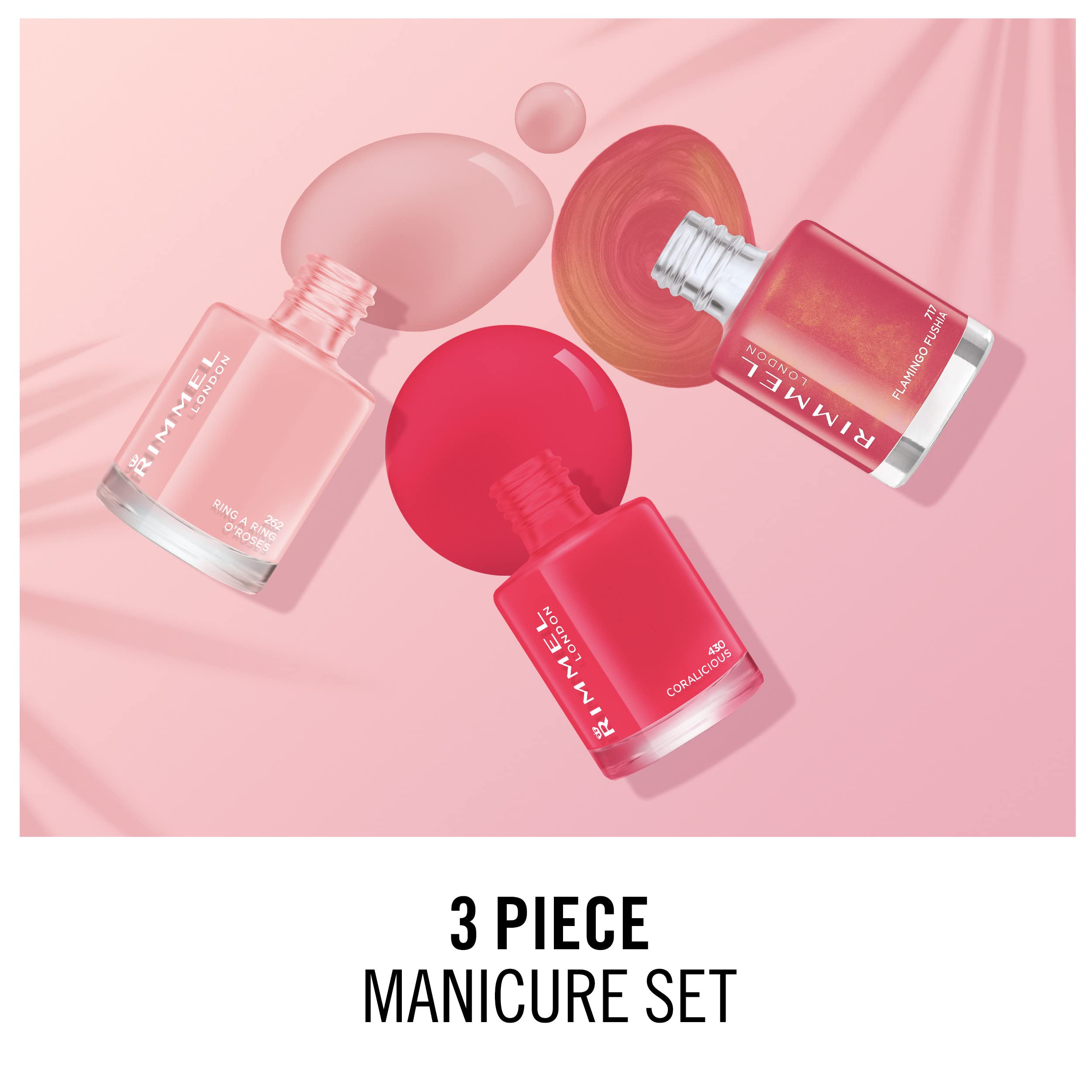 Rimmel London 60 Seconds Super Shine Smalto, Smalto asciugatura rapida, Colore vibrante, A lunga tenuta, 8 ml, 262 RINGARING Roses