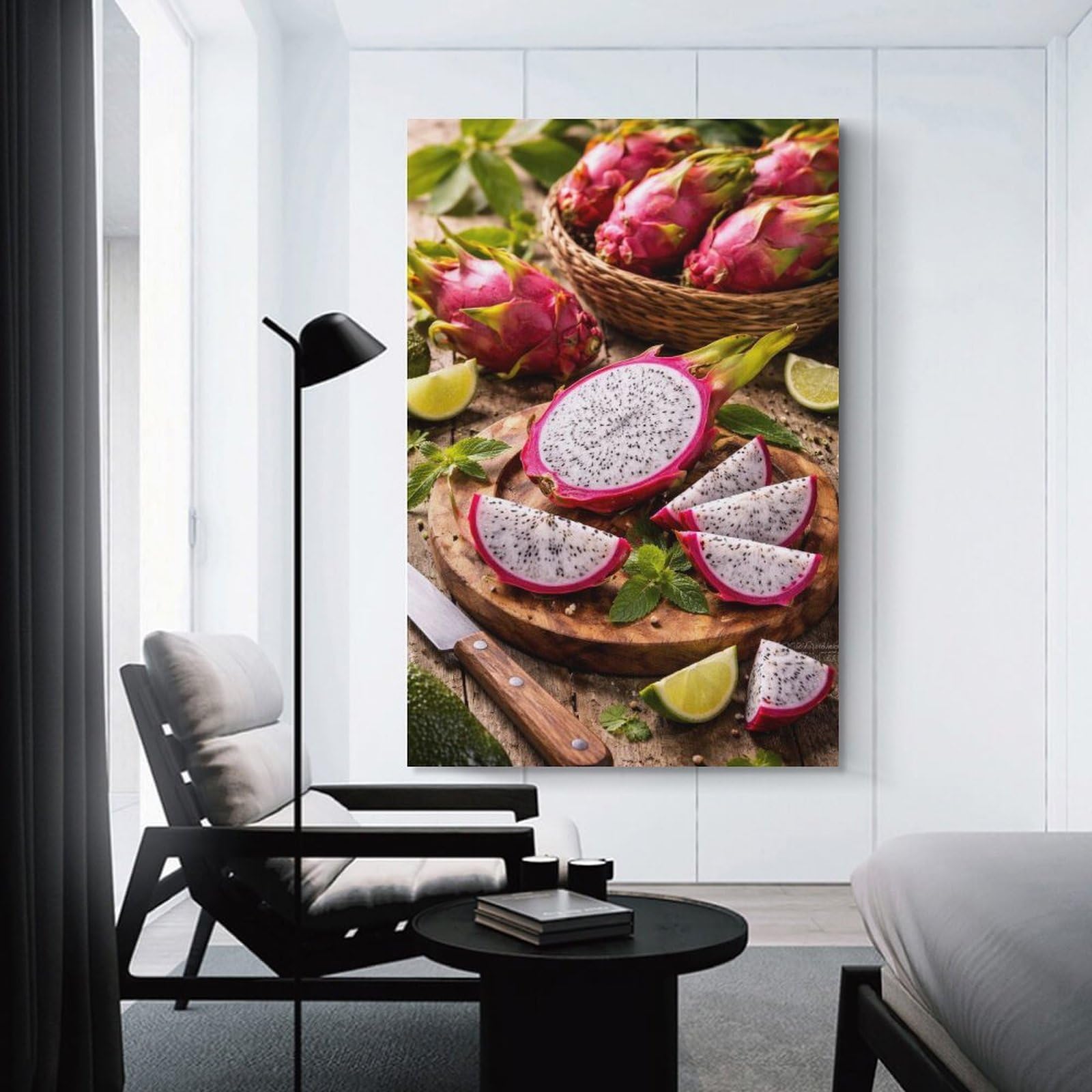 Junmoney Unframe-Style-24 Dragon Fruit Slices And Whole Fruits Wall Picture Print, 20X30inch(50X75cm), For Lounge, Study, Hallway Or Flat Walls, Canvas Wall Art That Fits Changing Layouts