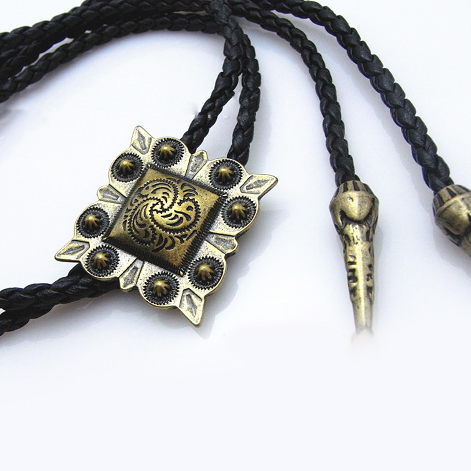 Cravatte da Cowboy, Ciondolo da Uomo Vintage Metallo con Incisione Floreale(Bronze)
