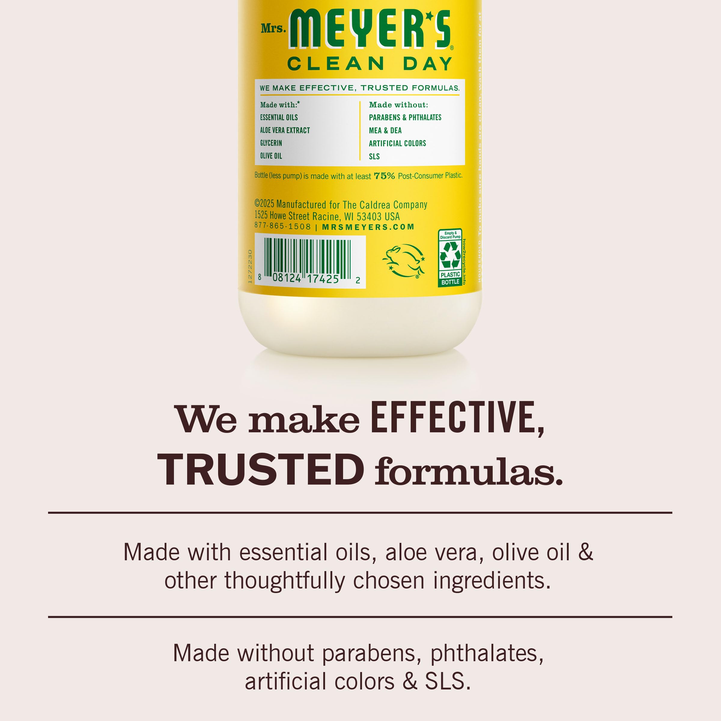 MRS. MEYER'S CLEAN DAY Sıvı El Sabunu, Zalimsiz ve Biyolojik Çözünür Elde Yıkama Formülü Uçucu Yağlarla Üretilmiştir, Hanımeli Kokusu, 12,5 oz Şişe