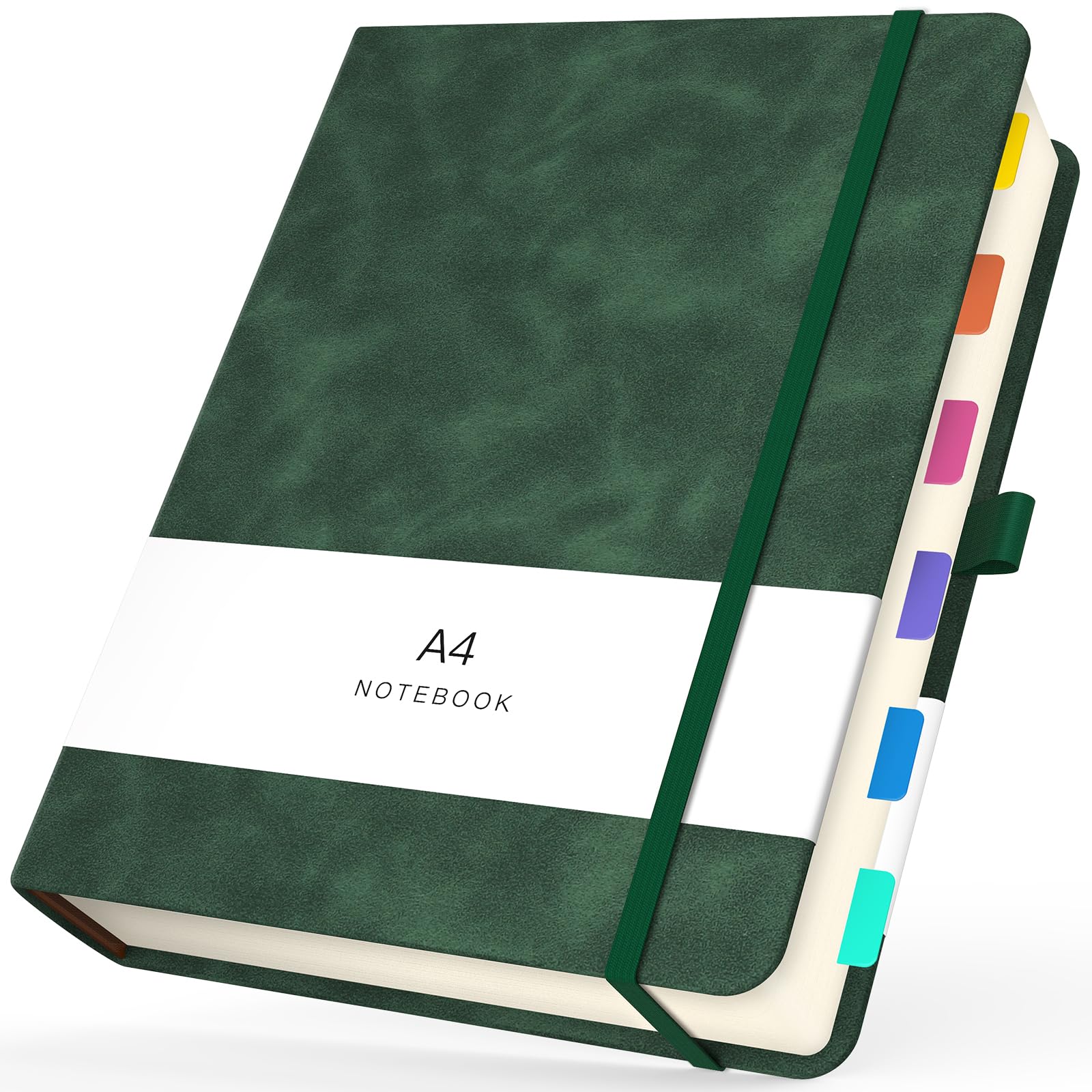 Carnet de Notes A4 Lignées - 360 Pages Journal Cuir Vegan 21.6x28.5cm - Ligné Papier Épais 100g/m², Couverture Rigide, Élastique et Poche Intérieure