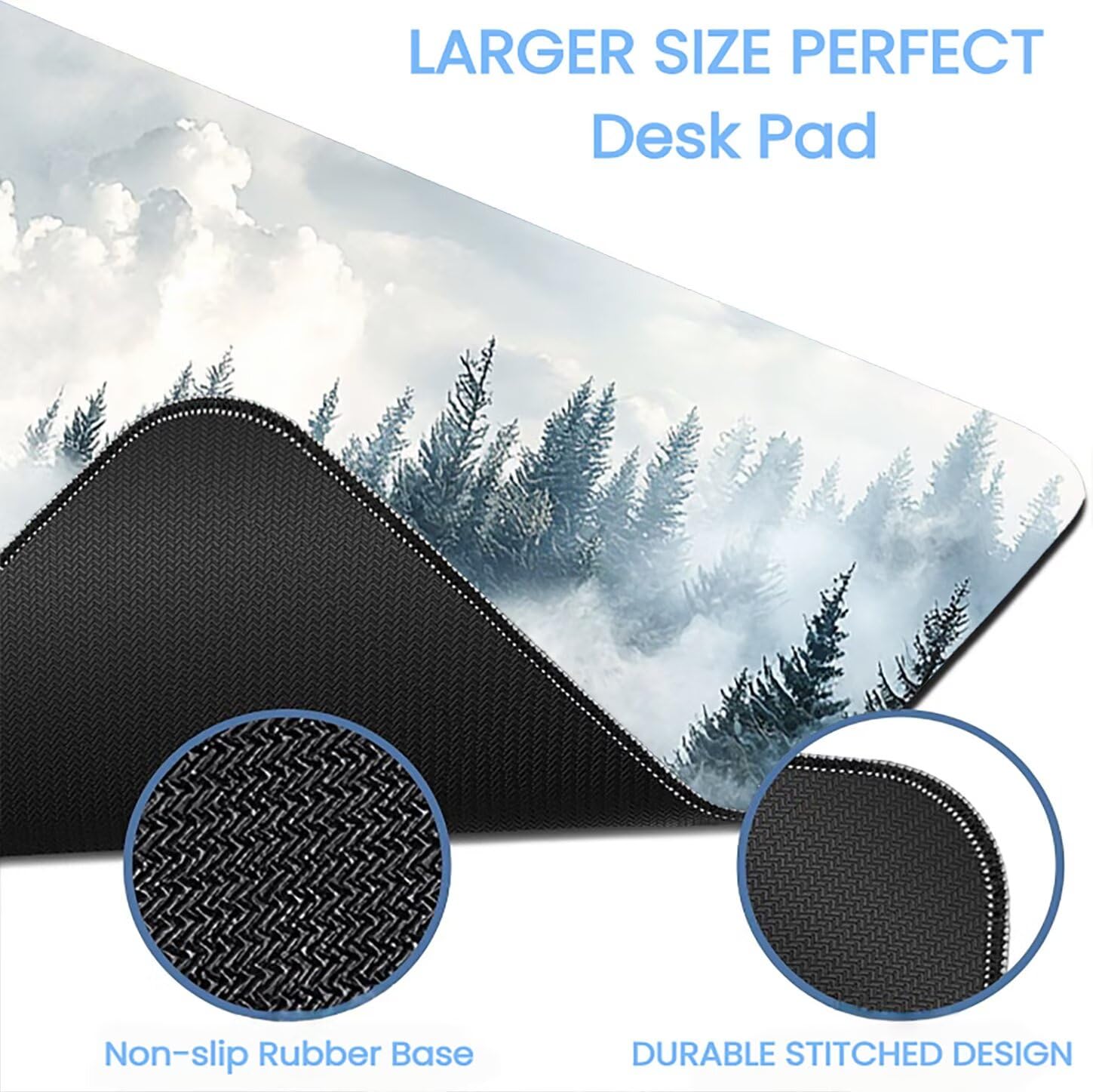 Lpfieonn Wald Großes Schreibtischunterlage, XXL Schreibtischunterlagen, Weiß XXL Wasserdicht Gaming Mousepad mit Vernähter Rand und Rutschfeste Gummibasis, für Laptop/Hause/Büro 120x60cm PF-3309