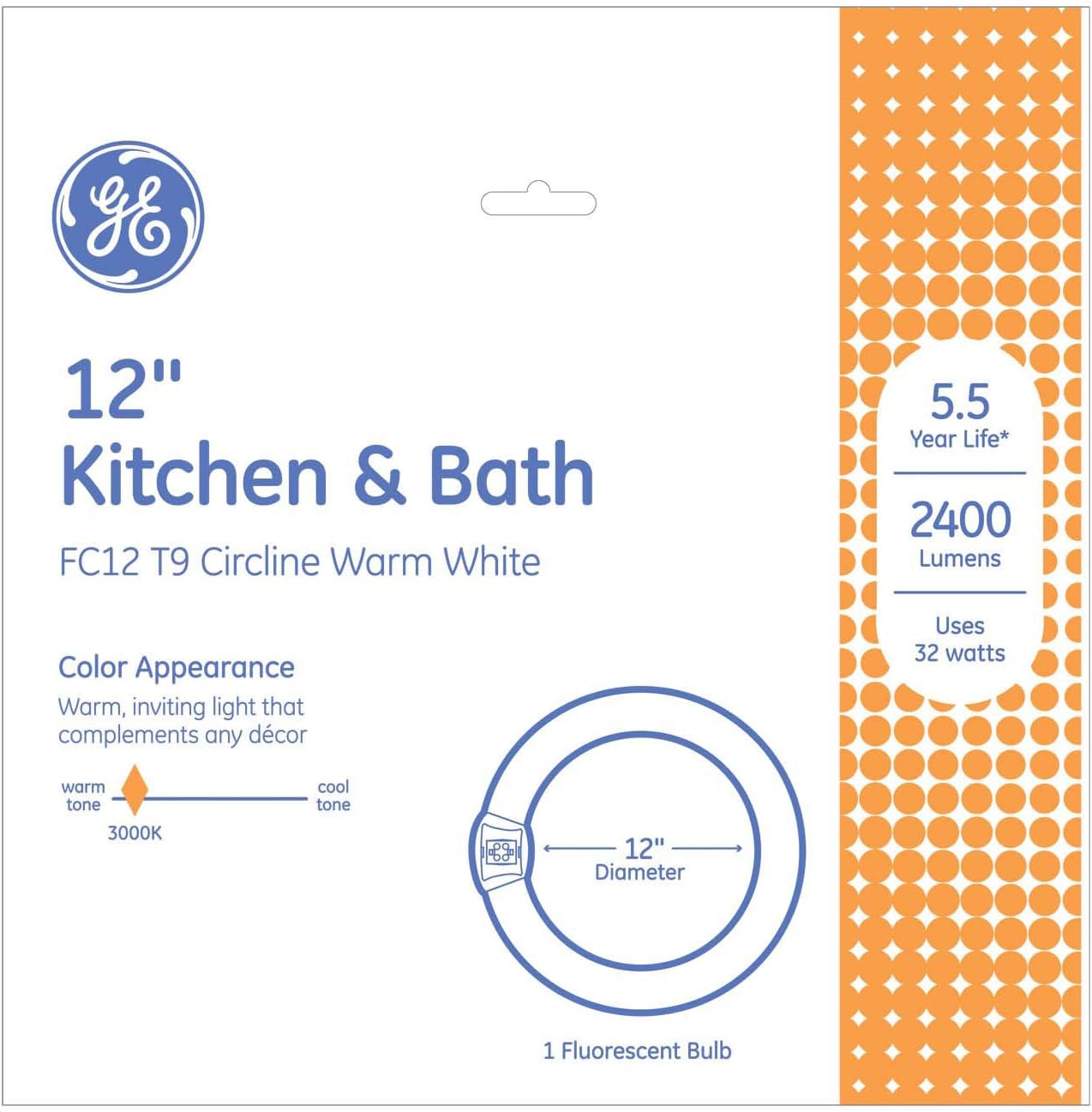 Bеѕt Quаlіtу 🔥 GE Kitchen & Bath Circline Fluorescent T9 Bulb, 32W Circular Light Bulb, 2400 Lumen, 12-inch Diameter, Warm White, 6-Pack, FC12T9 Kitchen Ceiling Light