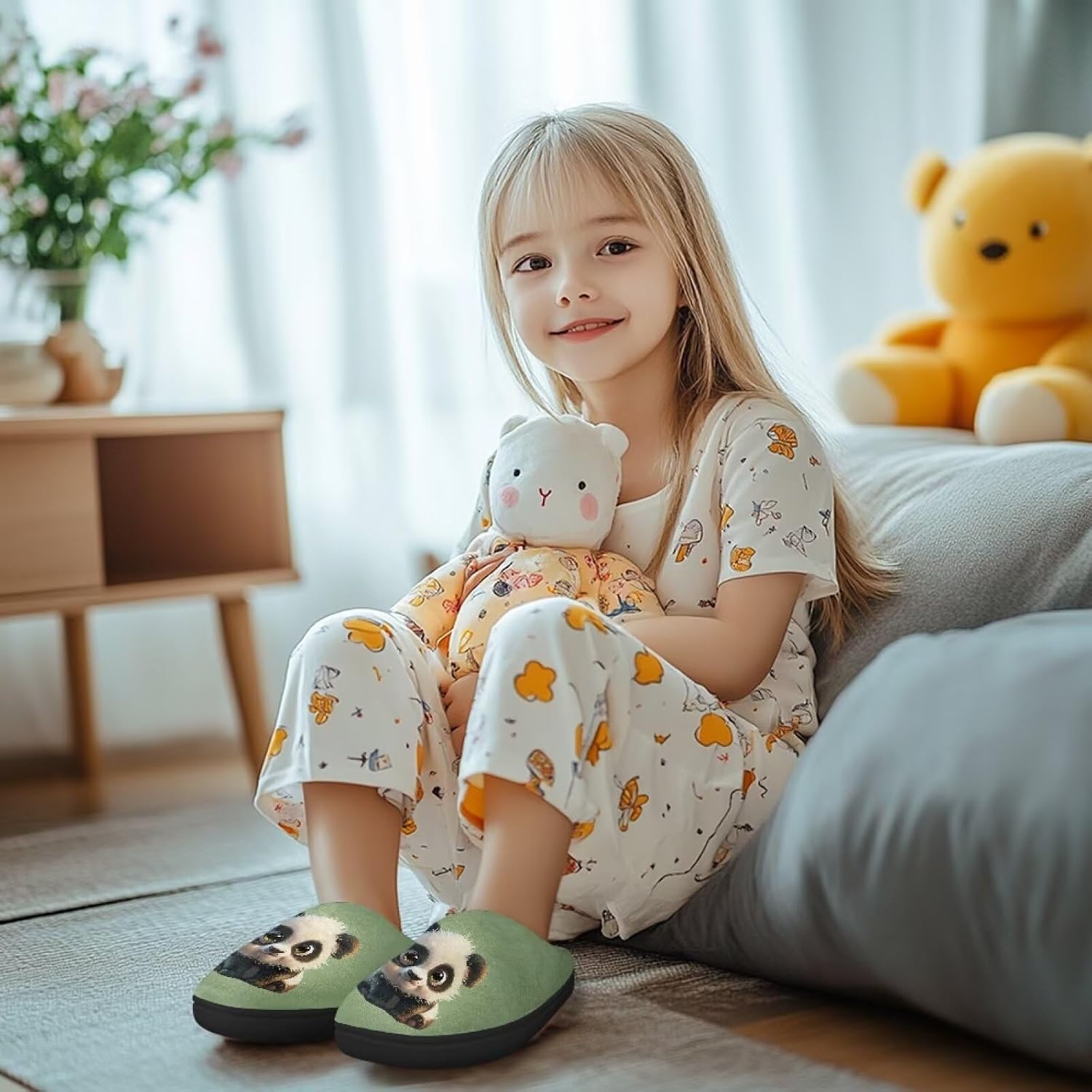 Kids Slippers Warm Plush Slippers Boys Girls House Slippers Anti-slip Bedroom Slippers